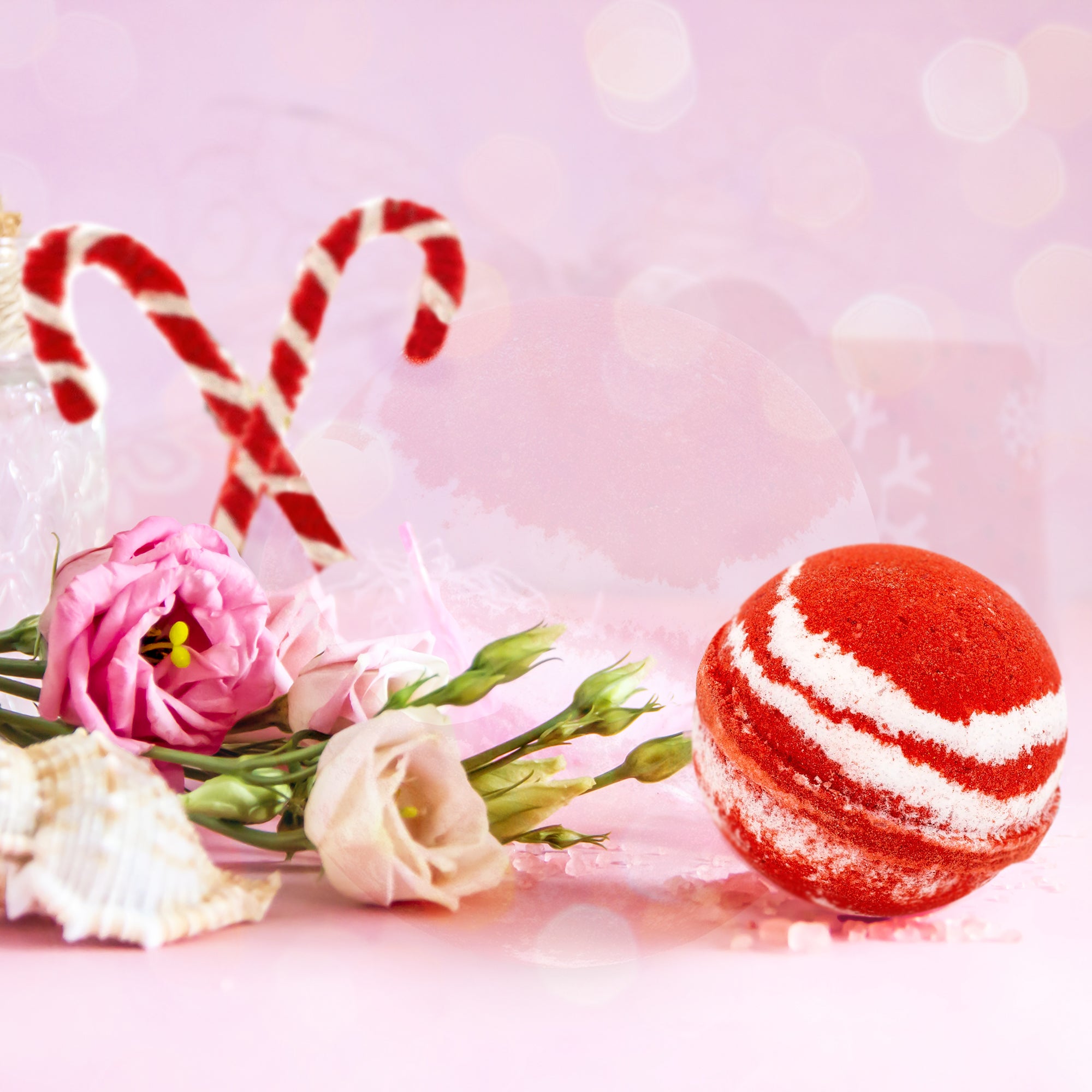Candy Cane Bath Bomb with Necklace Inside