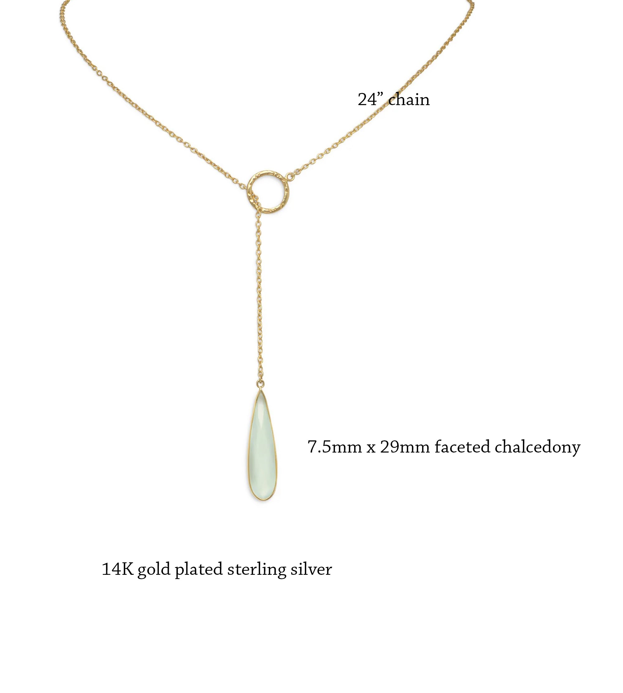 Chalcedony Drop Lariat Necklace
