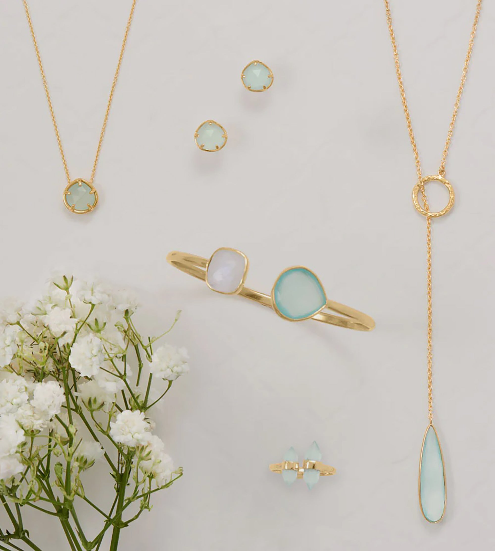 Chalcedony Drop Lariat Necklace