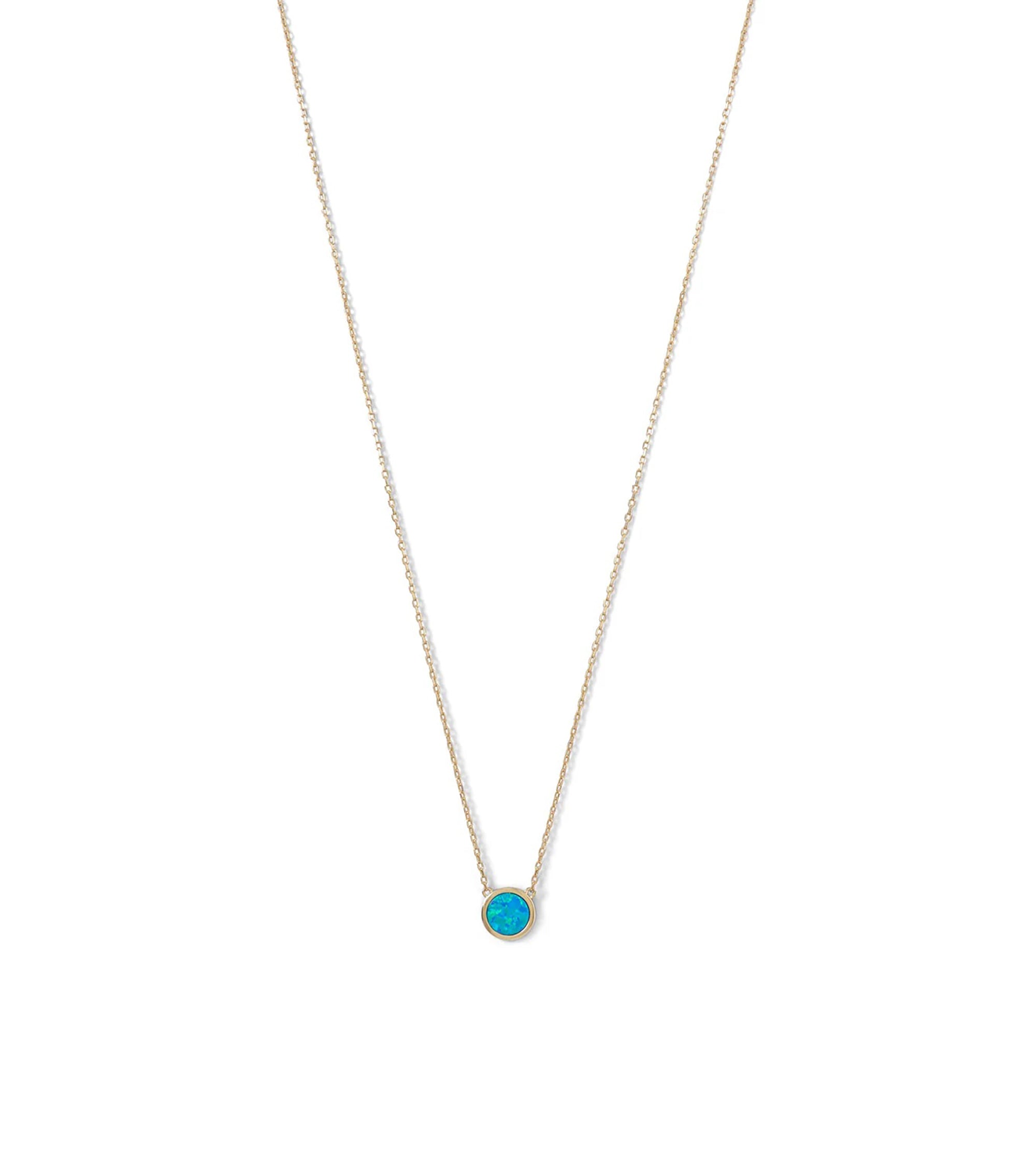 Synthetic Blue Round Opal Necklace