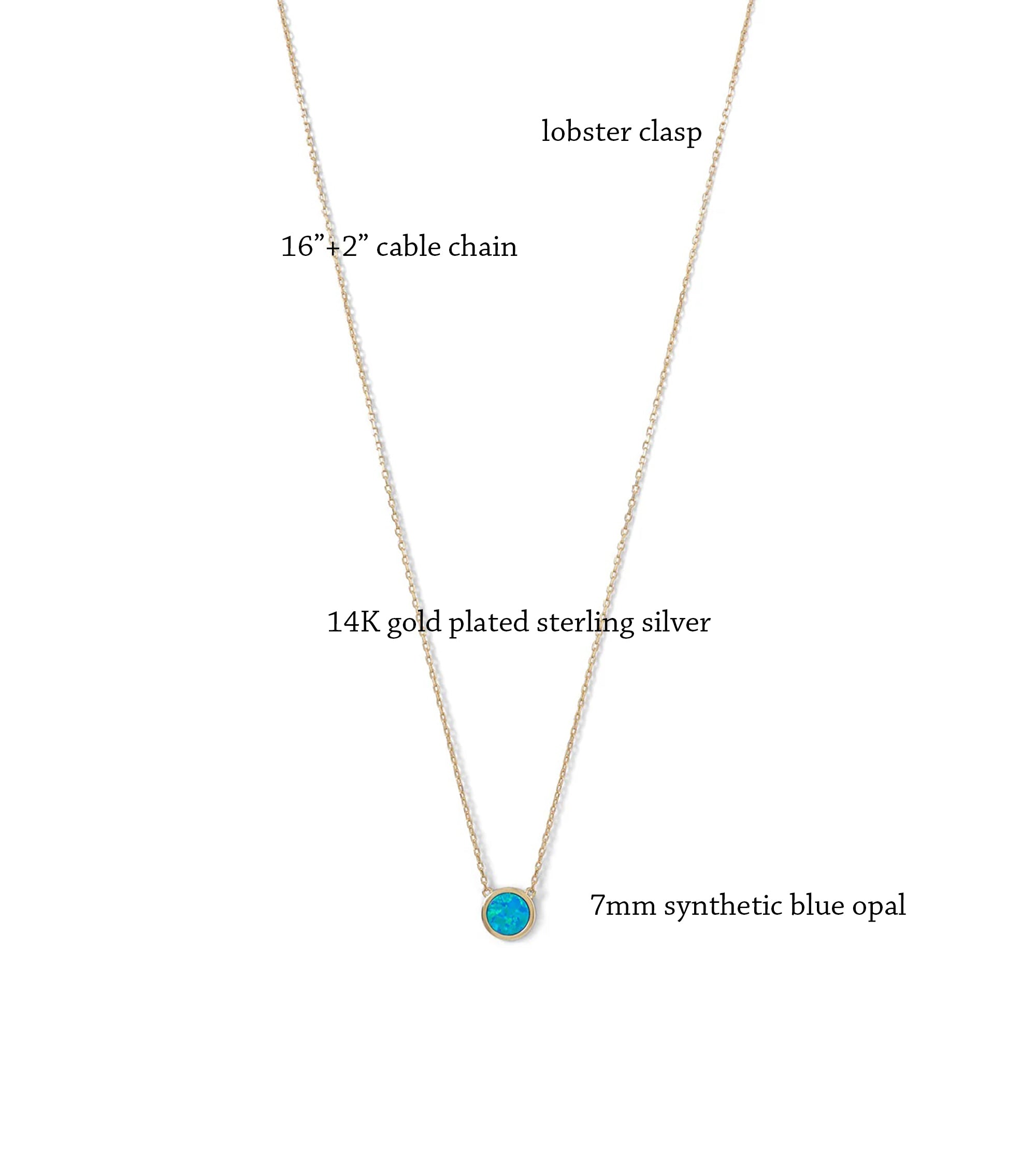 Synthetic Blue Round Opal Necklace