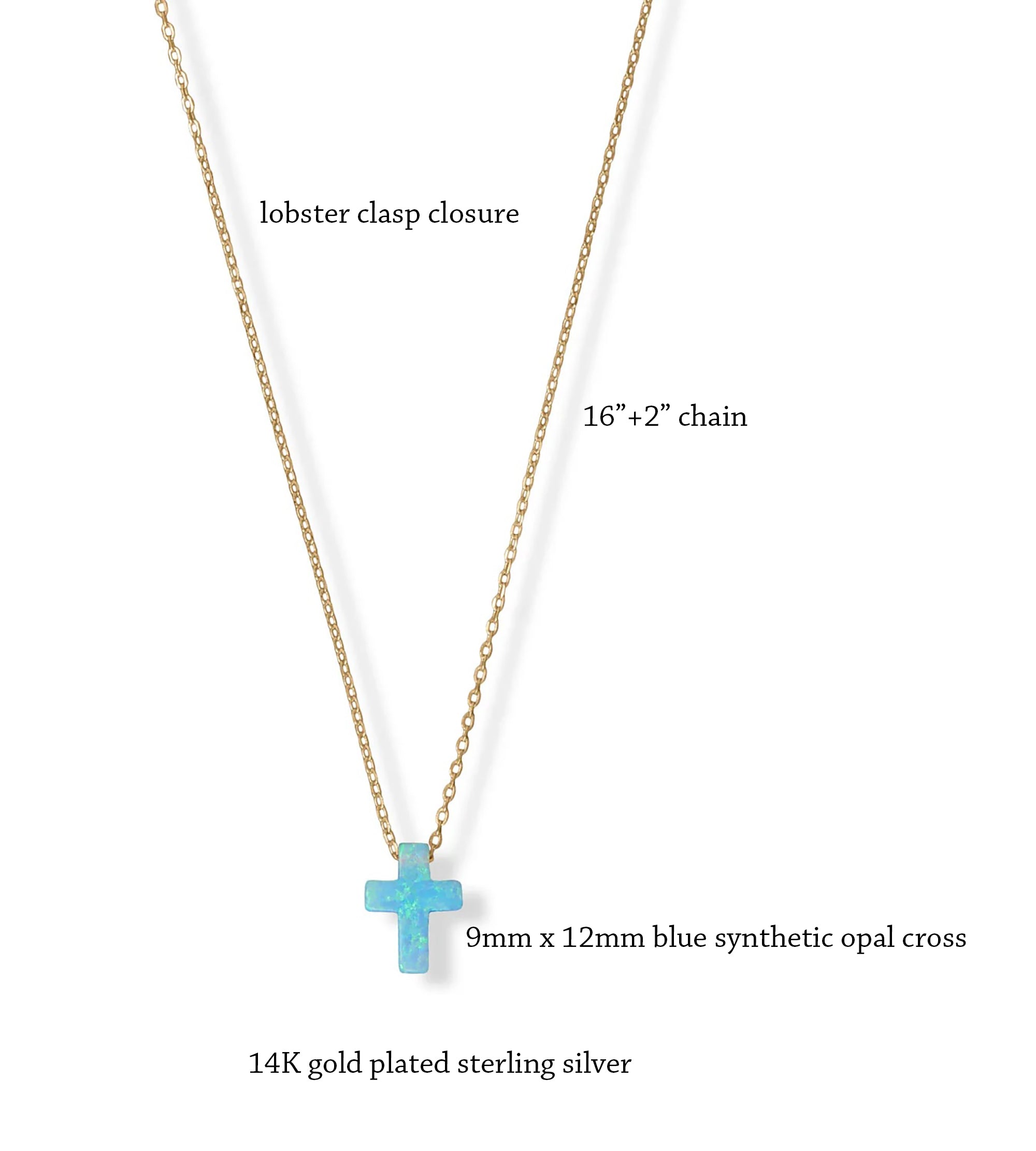 Blue Synthetic Opal Cross Necklace