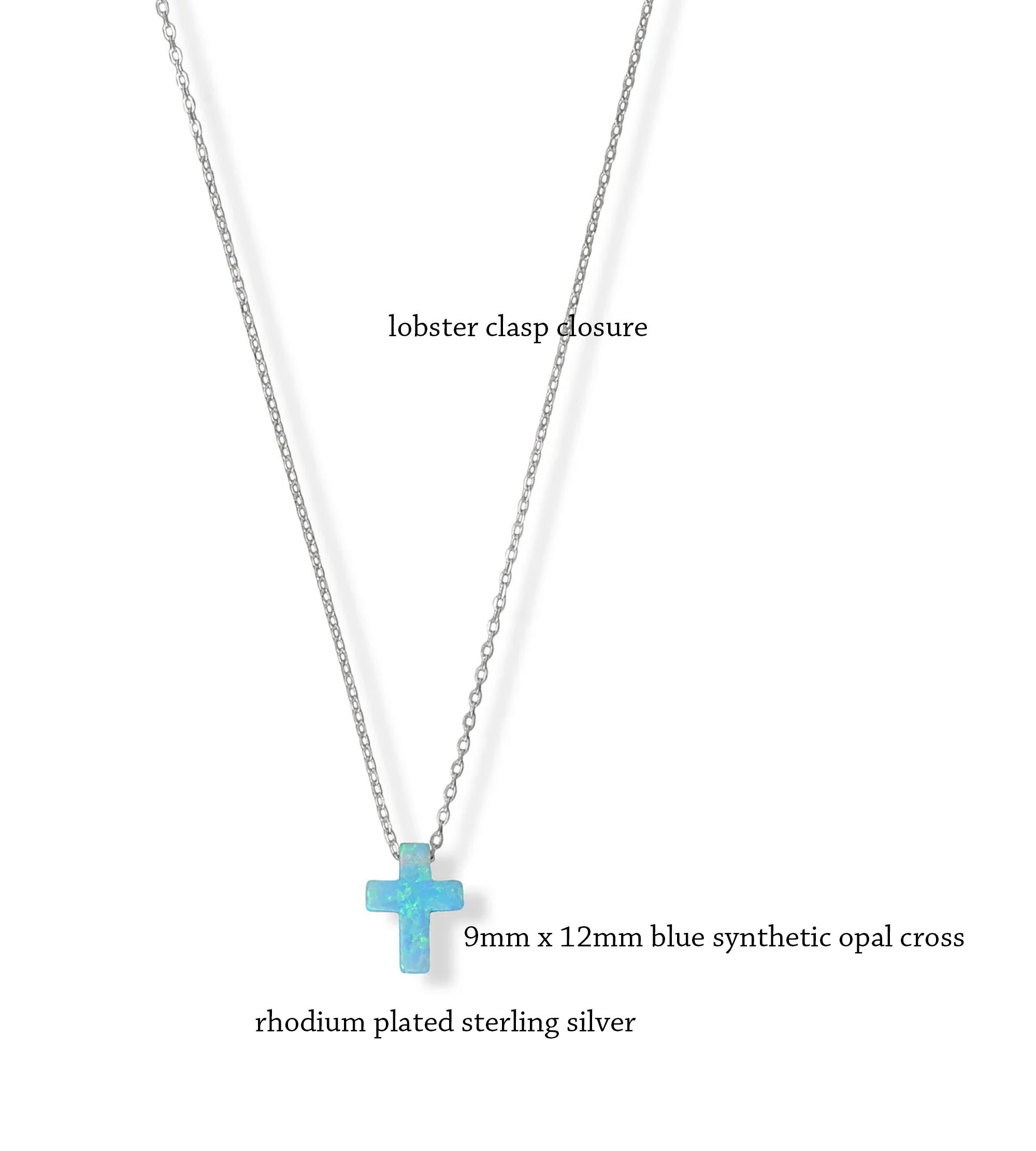 Blue Synthetic Opal Cross Necklace