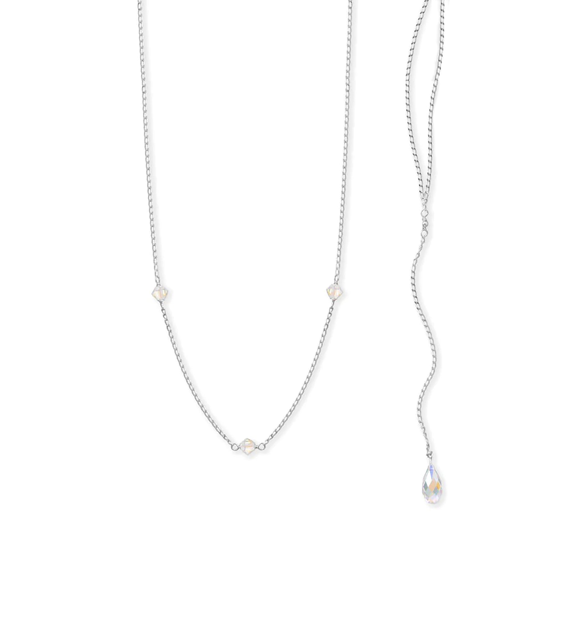 Back Drop Station Necklace with Swarovski Crystal, 25"