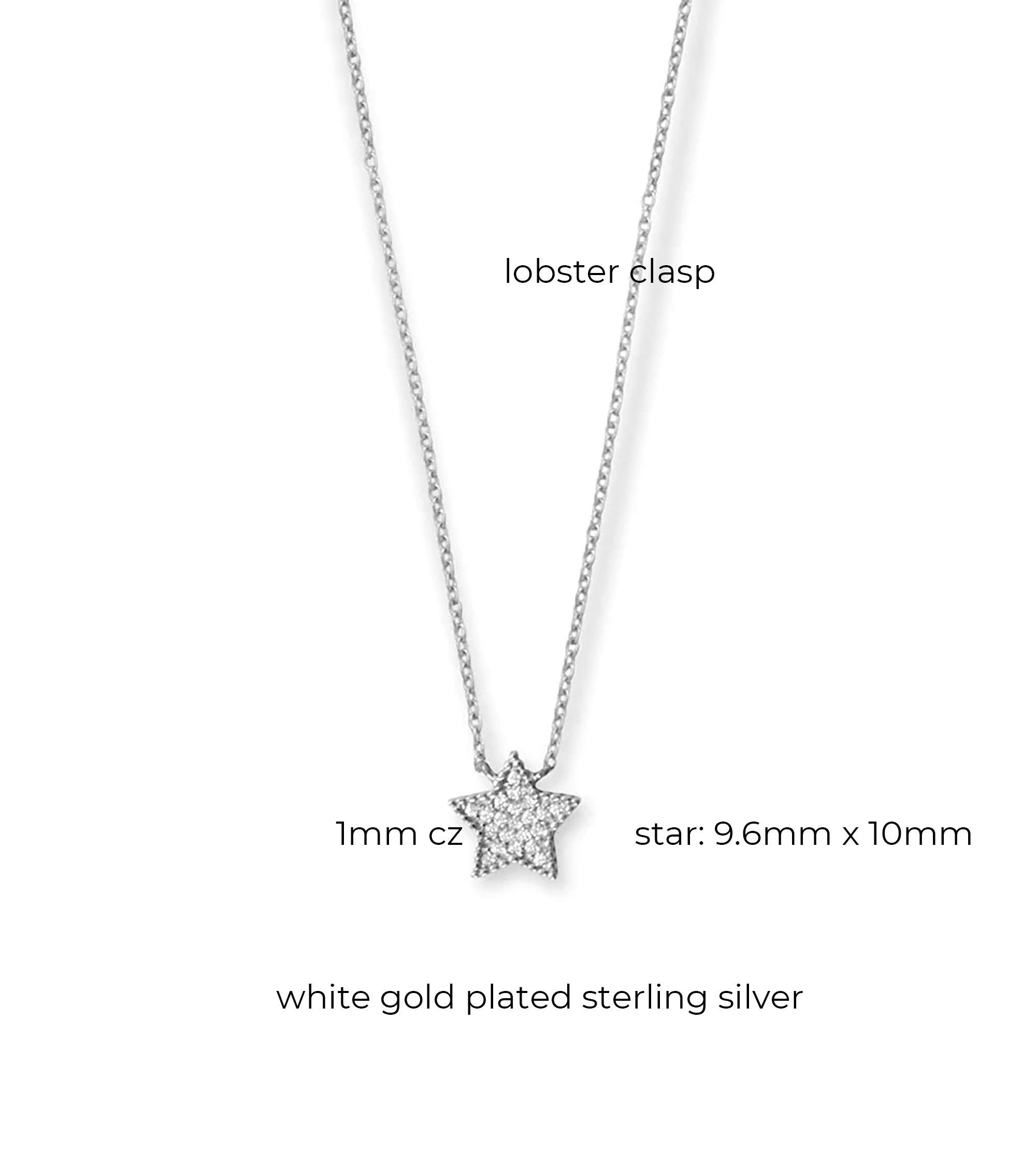 Pave CZ Star Necklace, 16"
