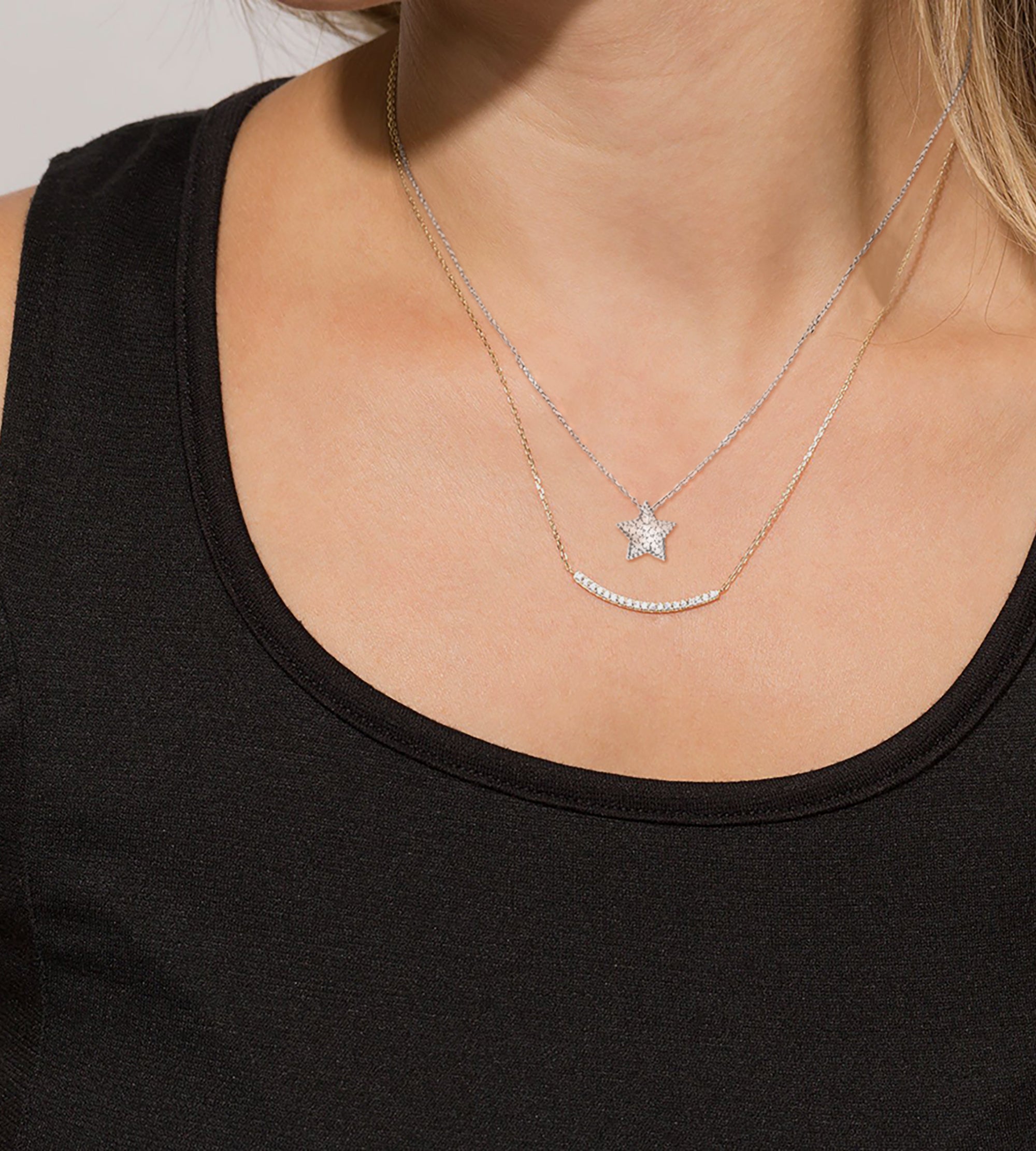 Pave CZ Star Necklace, 16"