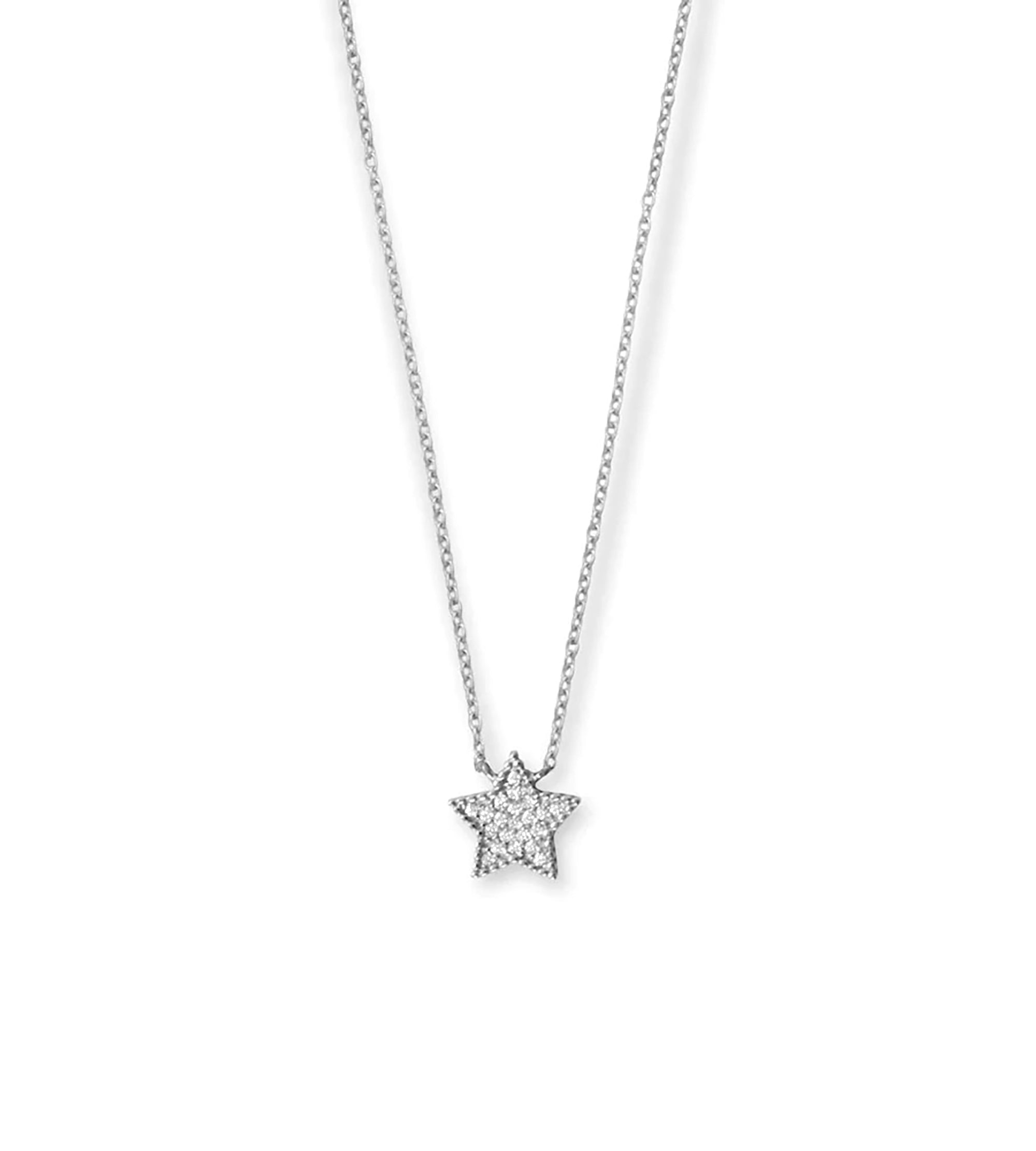 Pave CZ Star Necklace, 16"