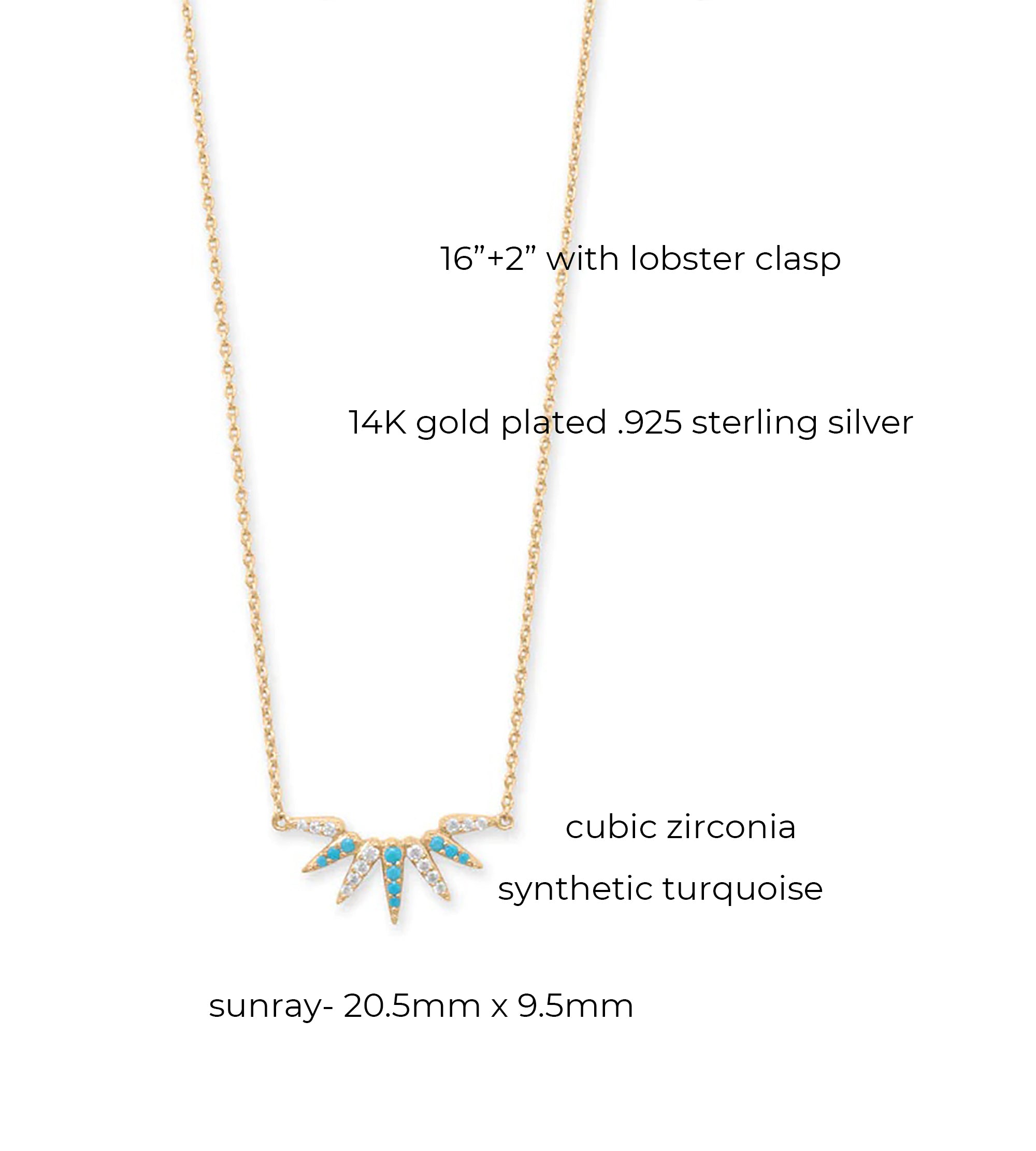 Synthetic Turquoise and CZ Sunrise Necklace