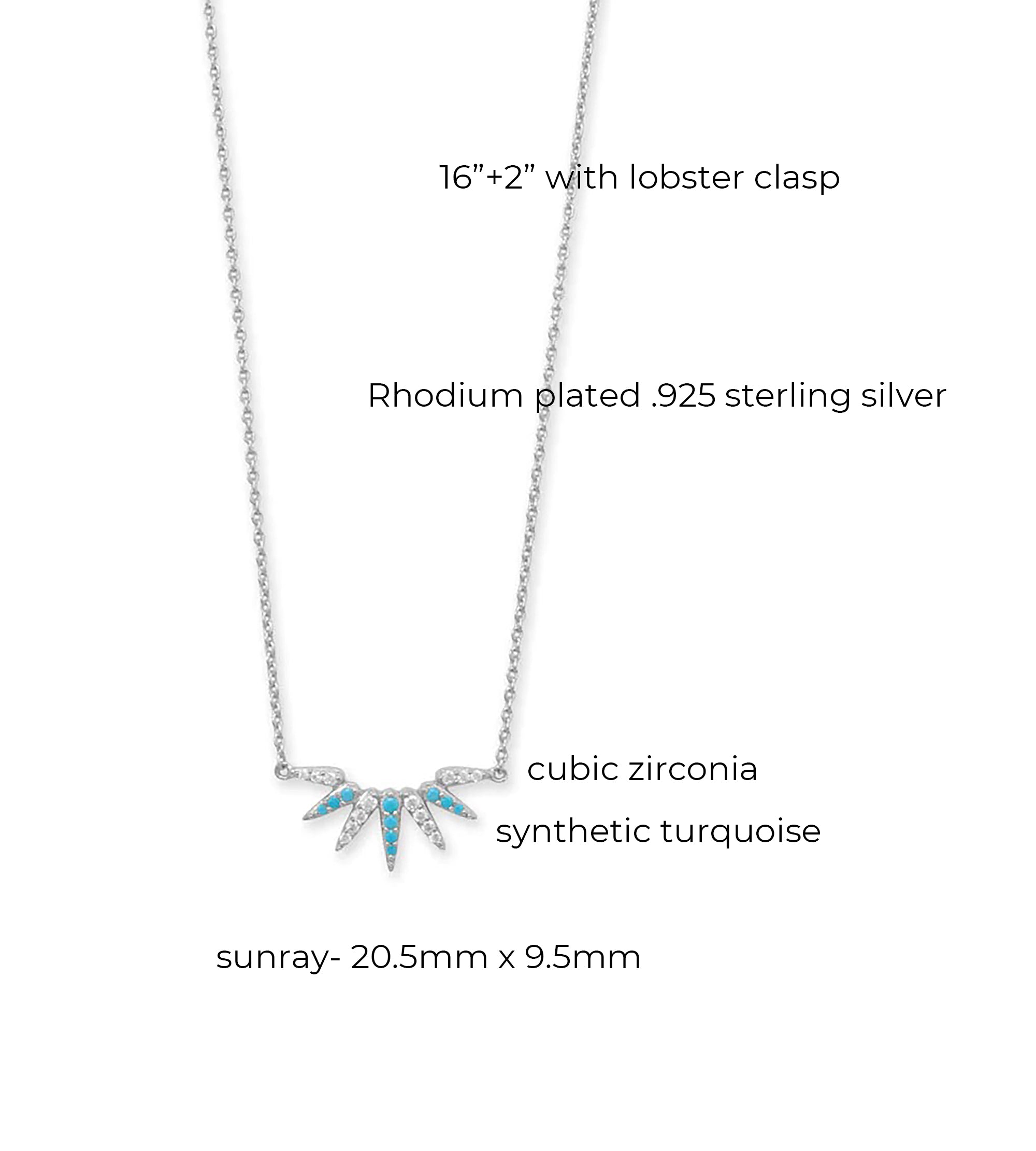 Synthetic Turquoise and CZ Spike Necklace
