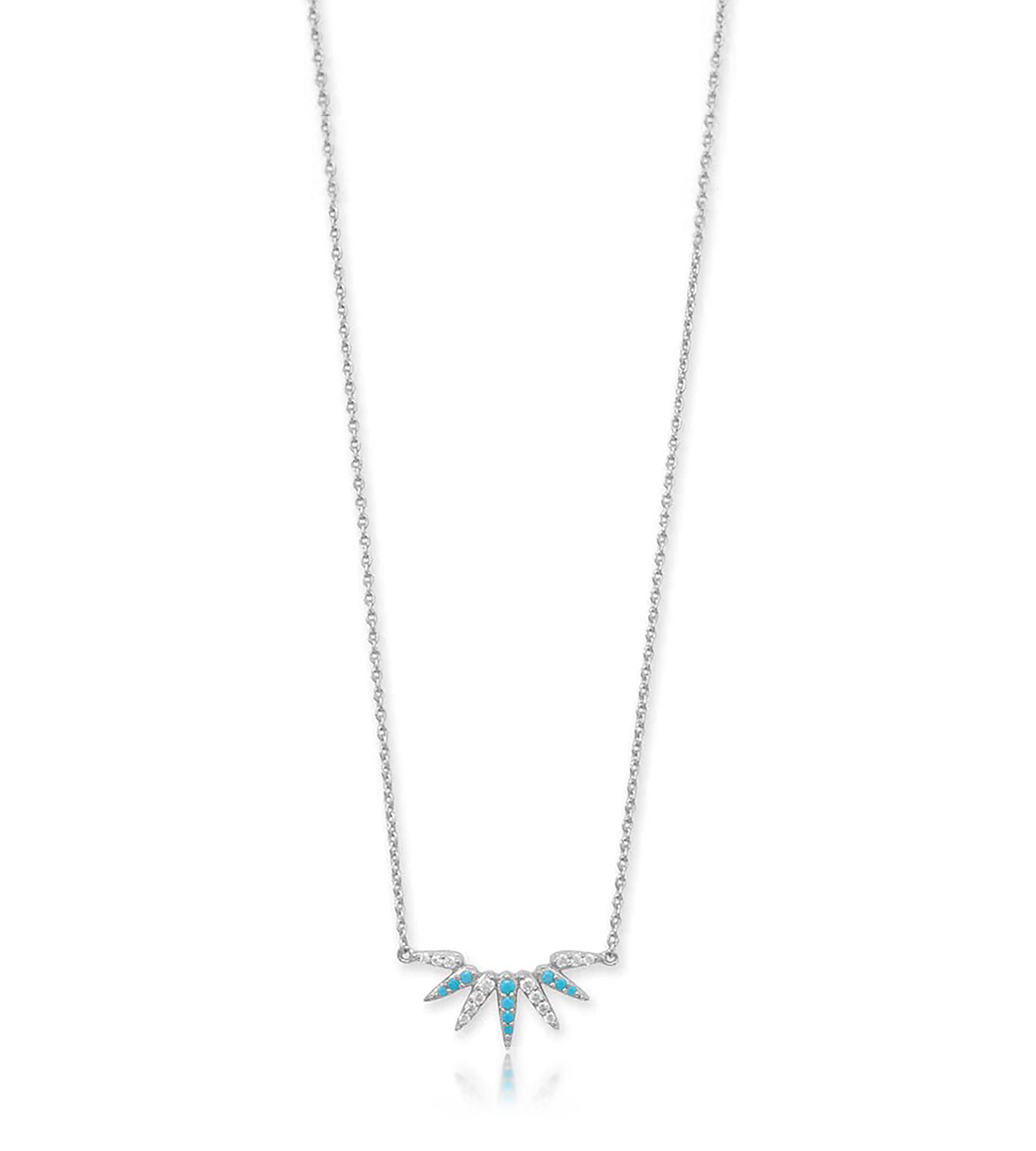 Synthetic Turquoise and CZ Spike Necklace
