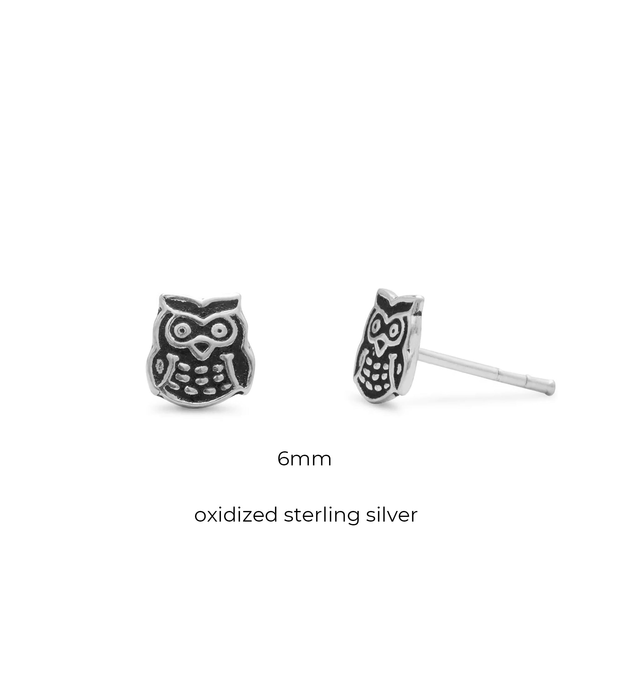 Oxidized Owl Earrings