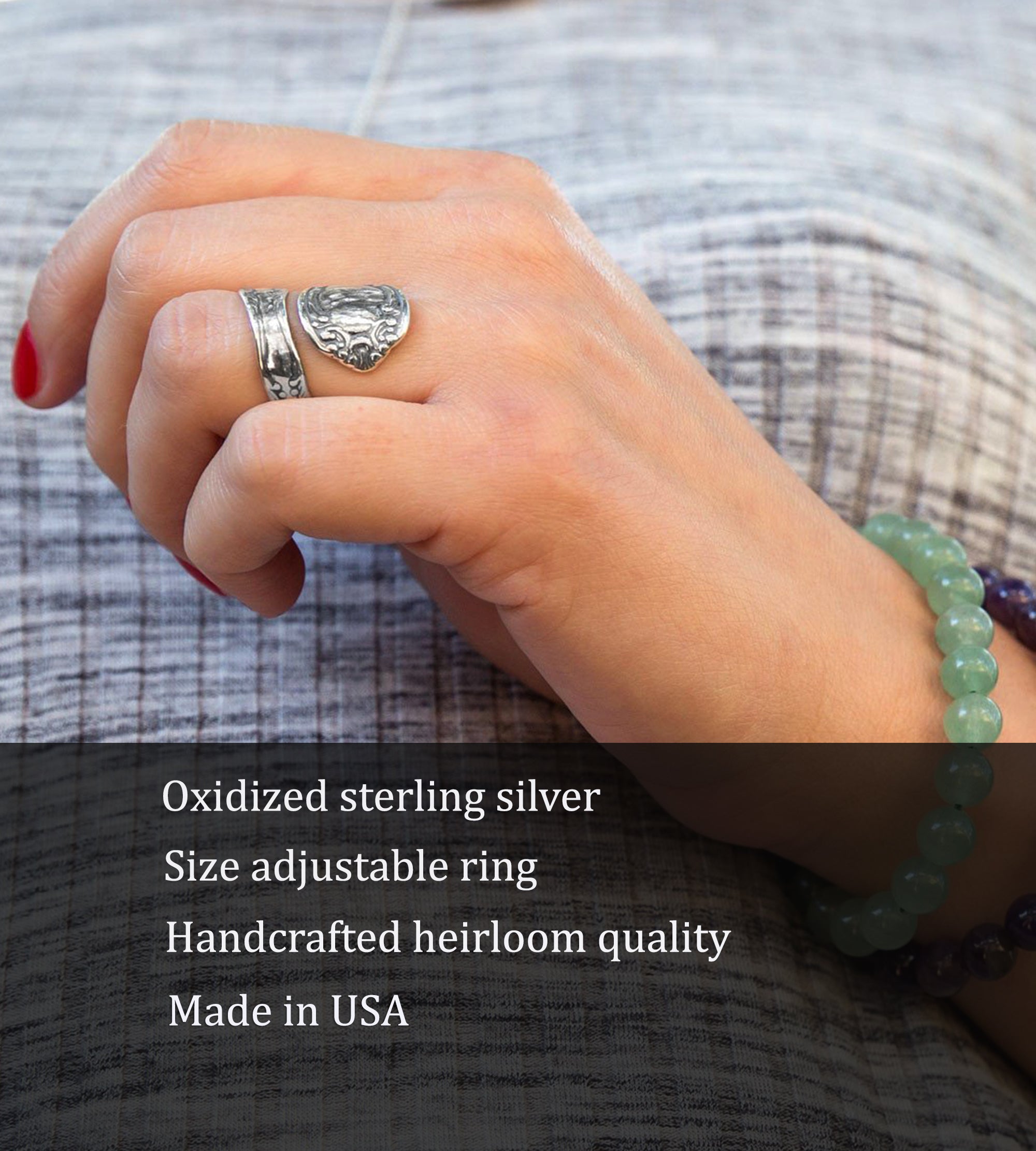 Oxidized Sterling Silver Spoon Ring