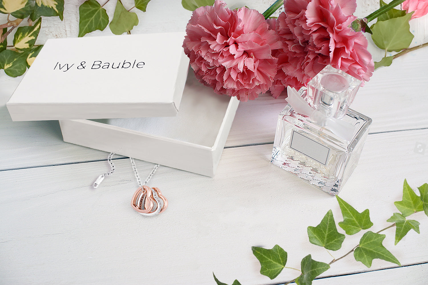 CZ Triple-Color Heart Necklace