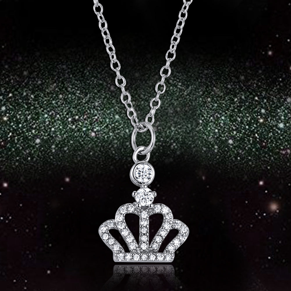 CZ Crown Charm Necklace