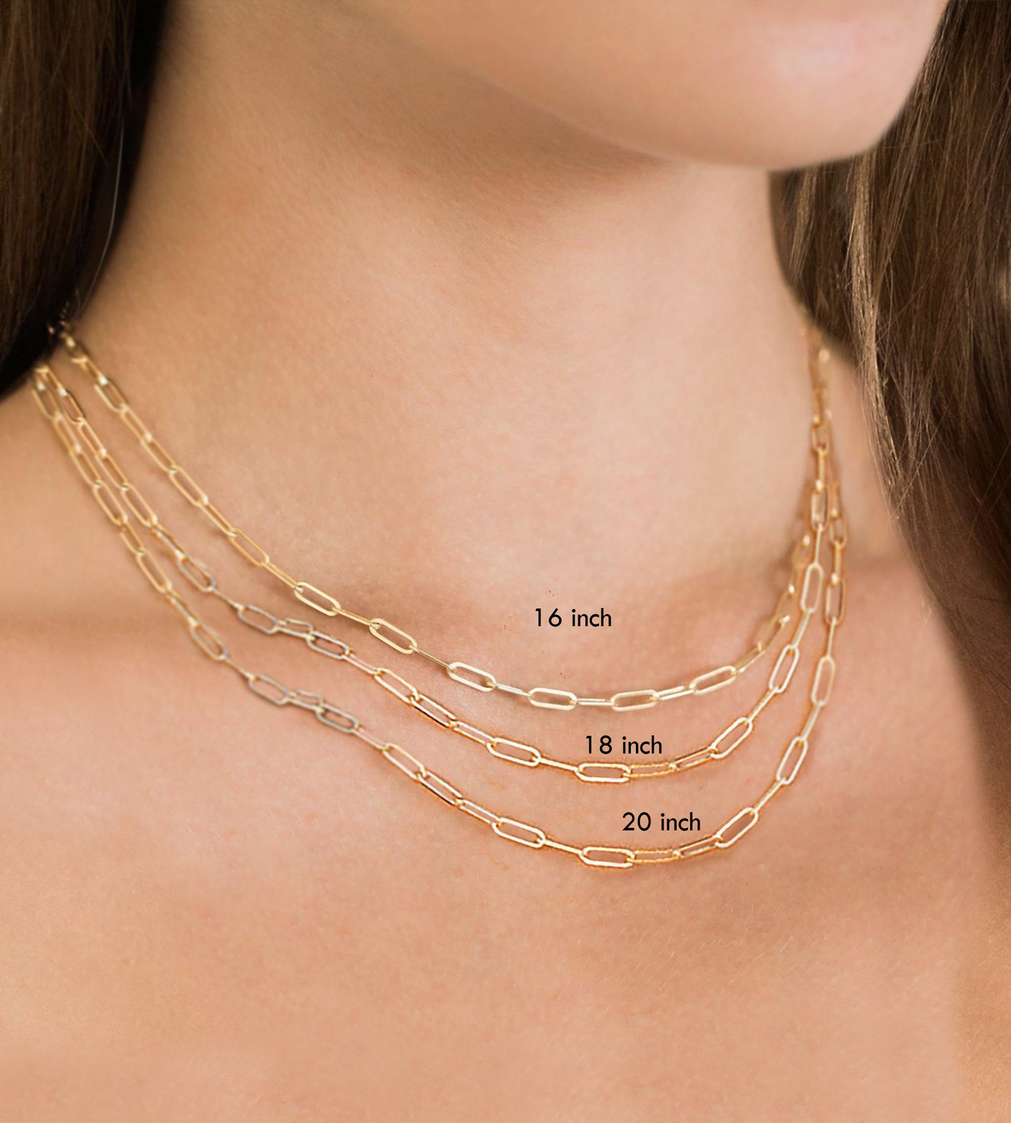 Gold Plated Paperclip Chain Necklaces