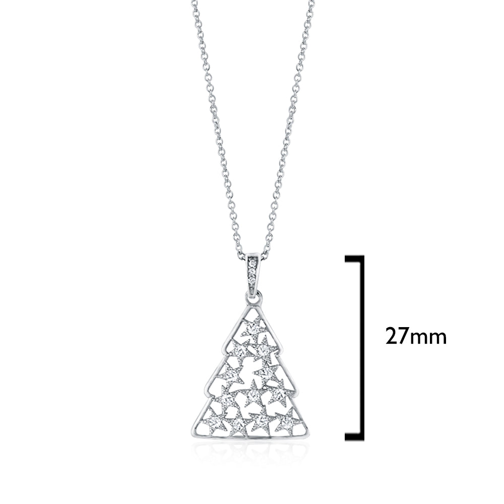 Christmas Tree Pendant Necklace, 18”