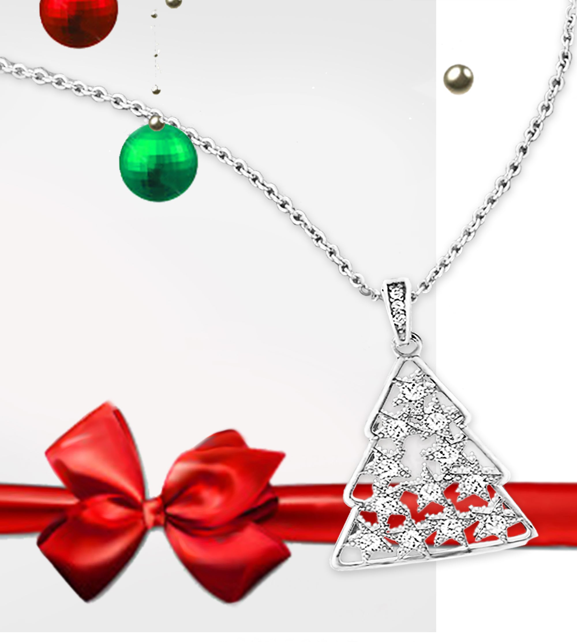 Christmas Tree Pendant Necklace, 18”