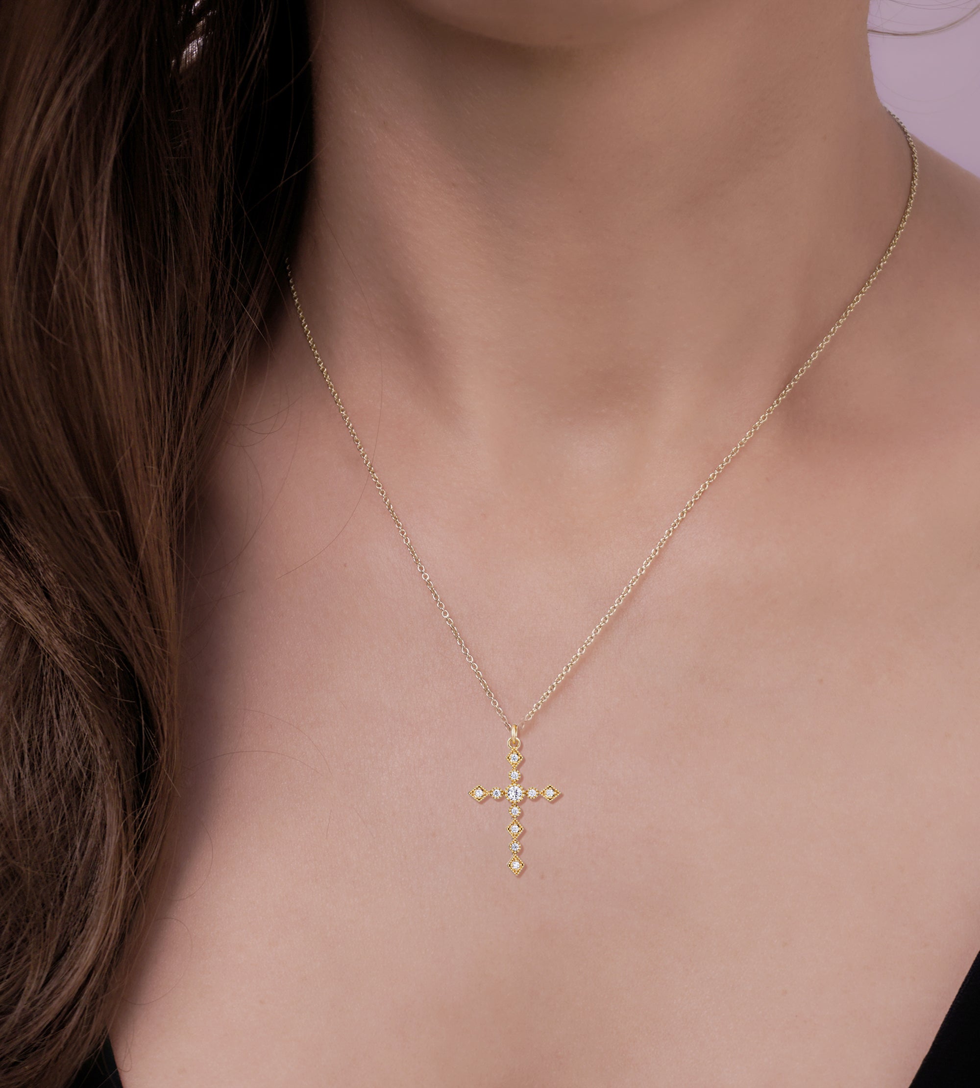 CZ Cross Pendant Necklace