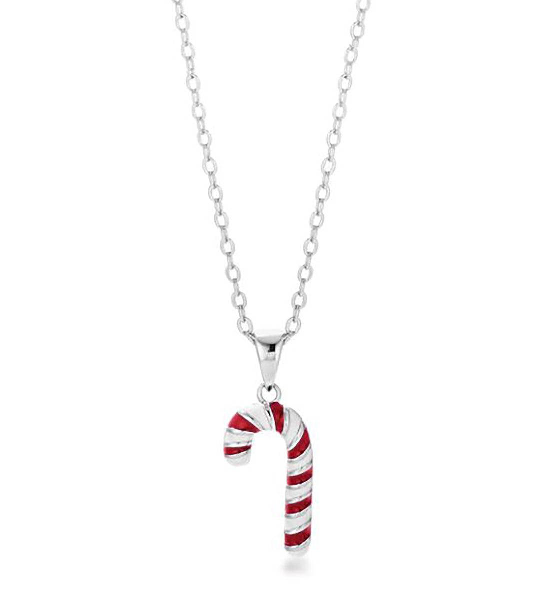 Ivy Bauble Holiday Cheers Enamel Red Candy Cane Pendant Necklace