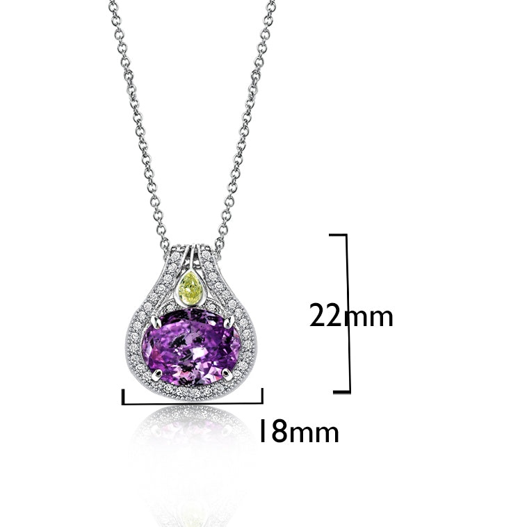 Purple Oval-Shaped CZ Pendant Necklace