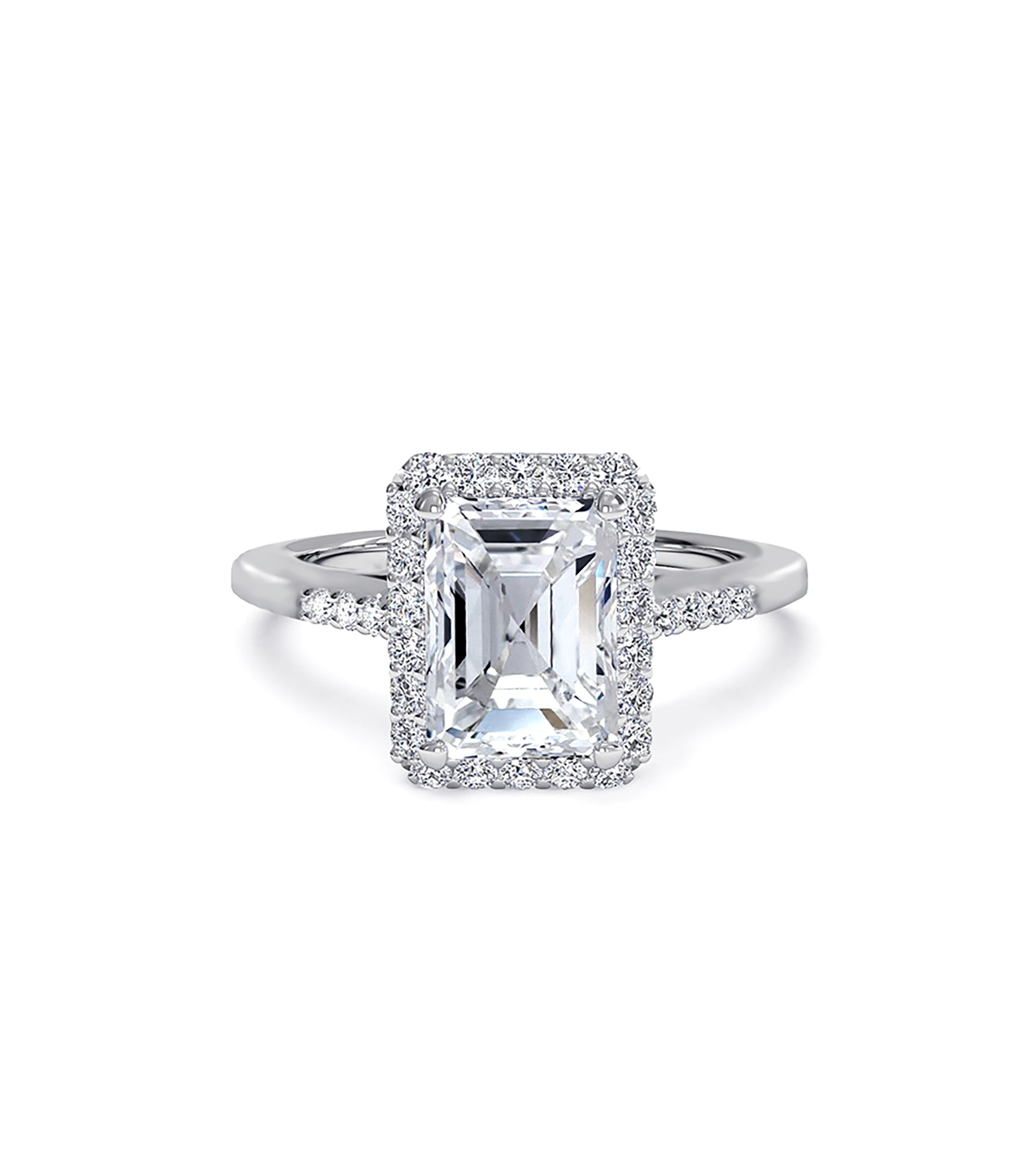 Emerald Cut CZ Halo Engagement Ring
