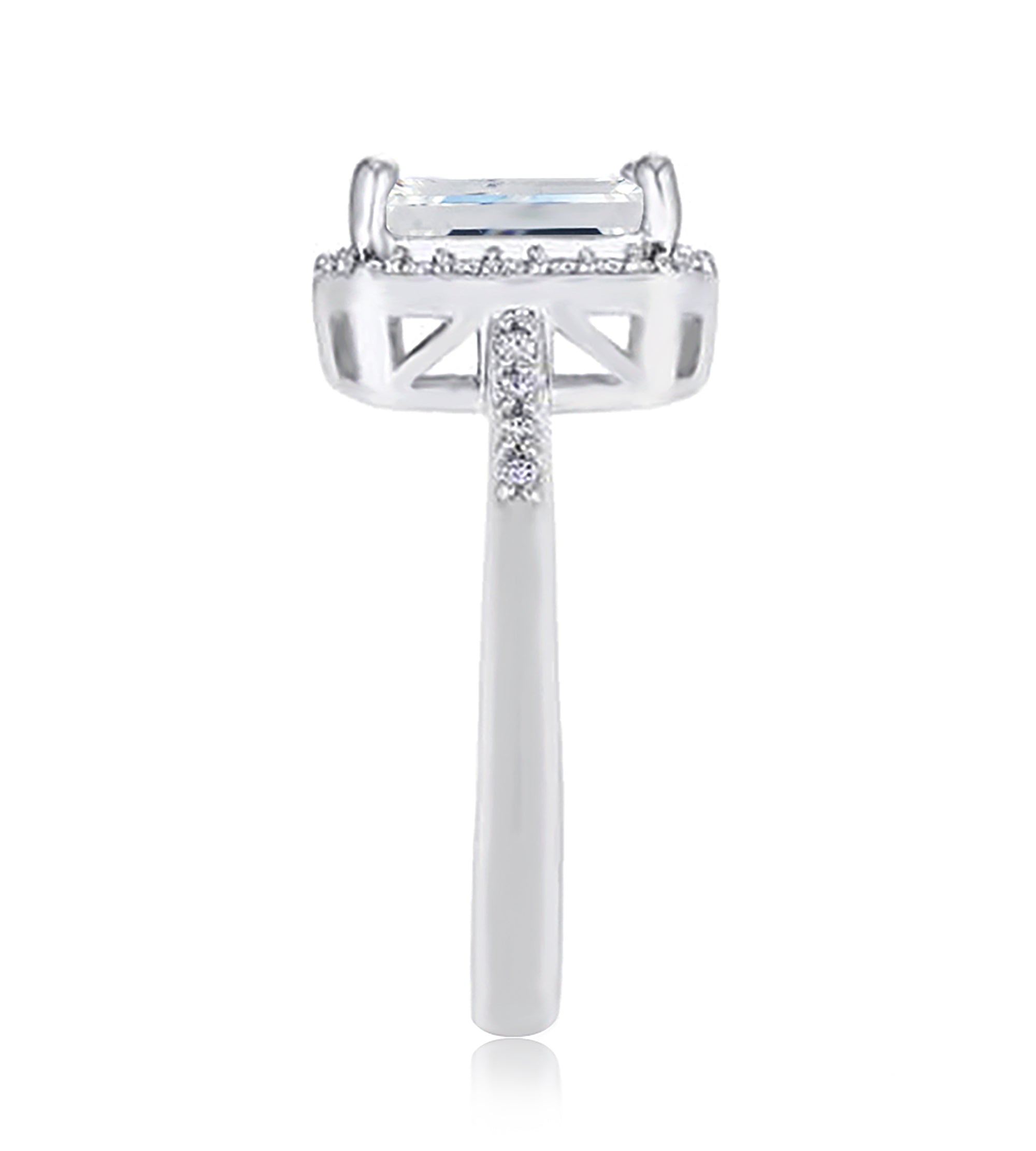 Emerald Cut CZ Halo Engagement Ring