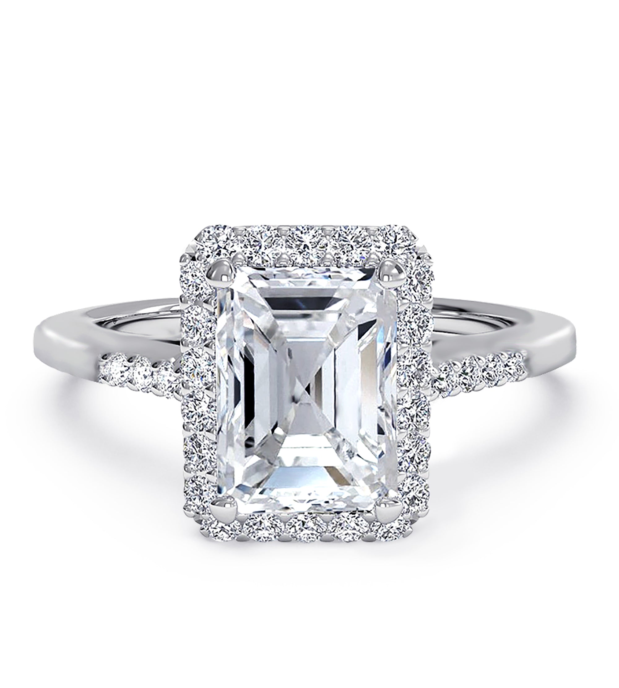 Emerald Cut CZ Halo Engagement Ring
