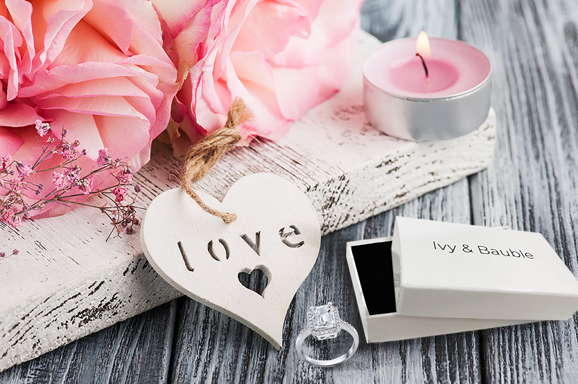 Emerald Cut CZ Halo Engagement Ring