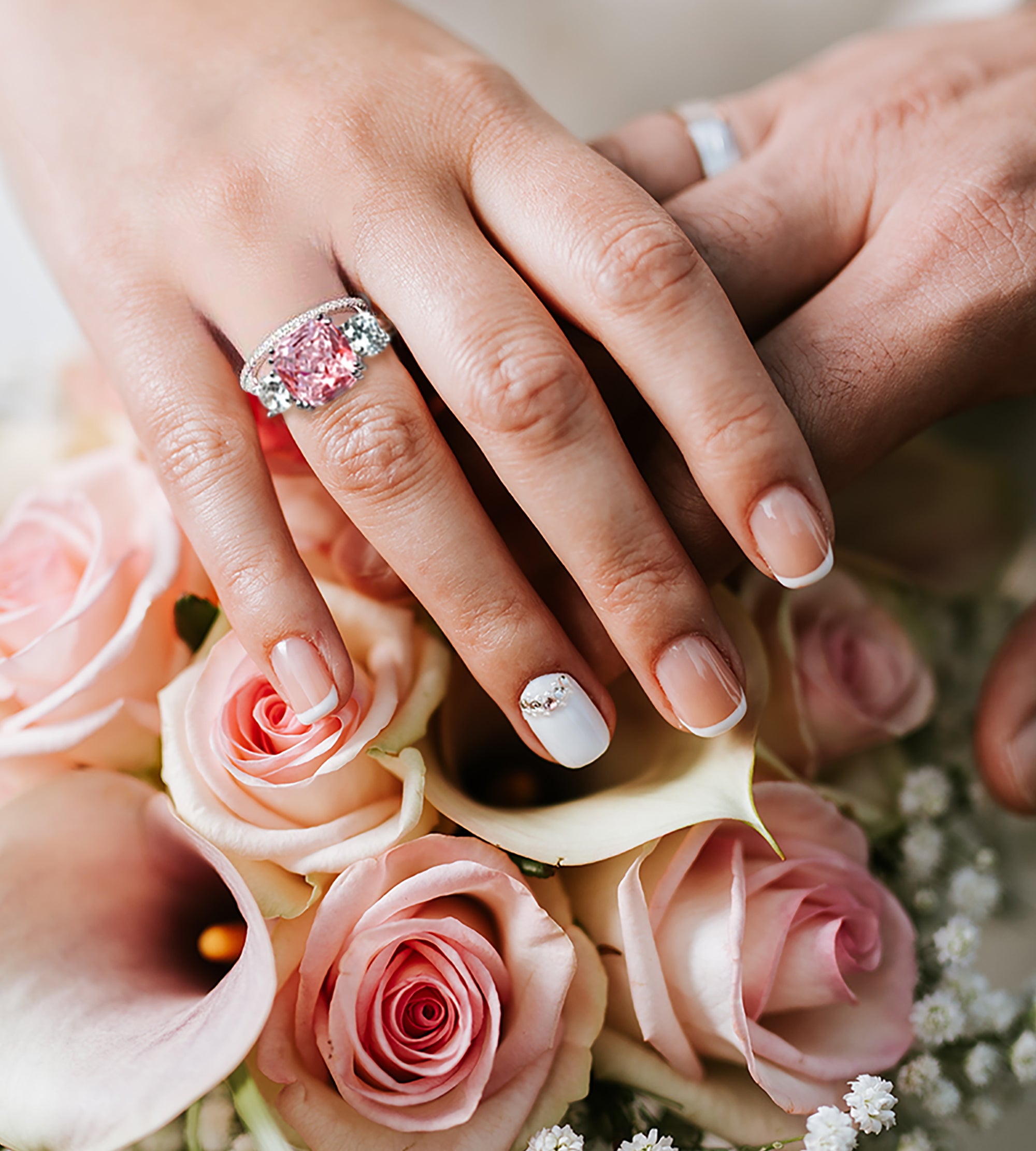 Half Eternity Wedding Ring in Rhodium Plating
