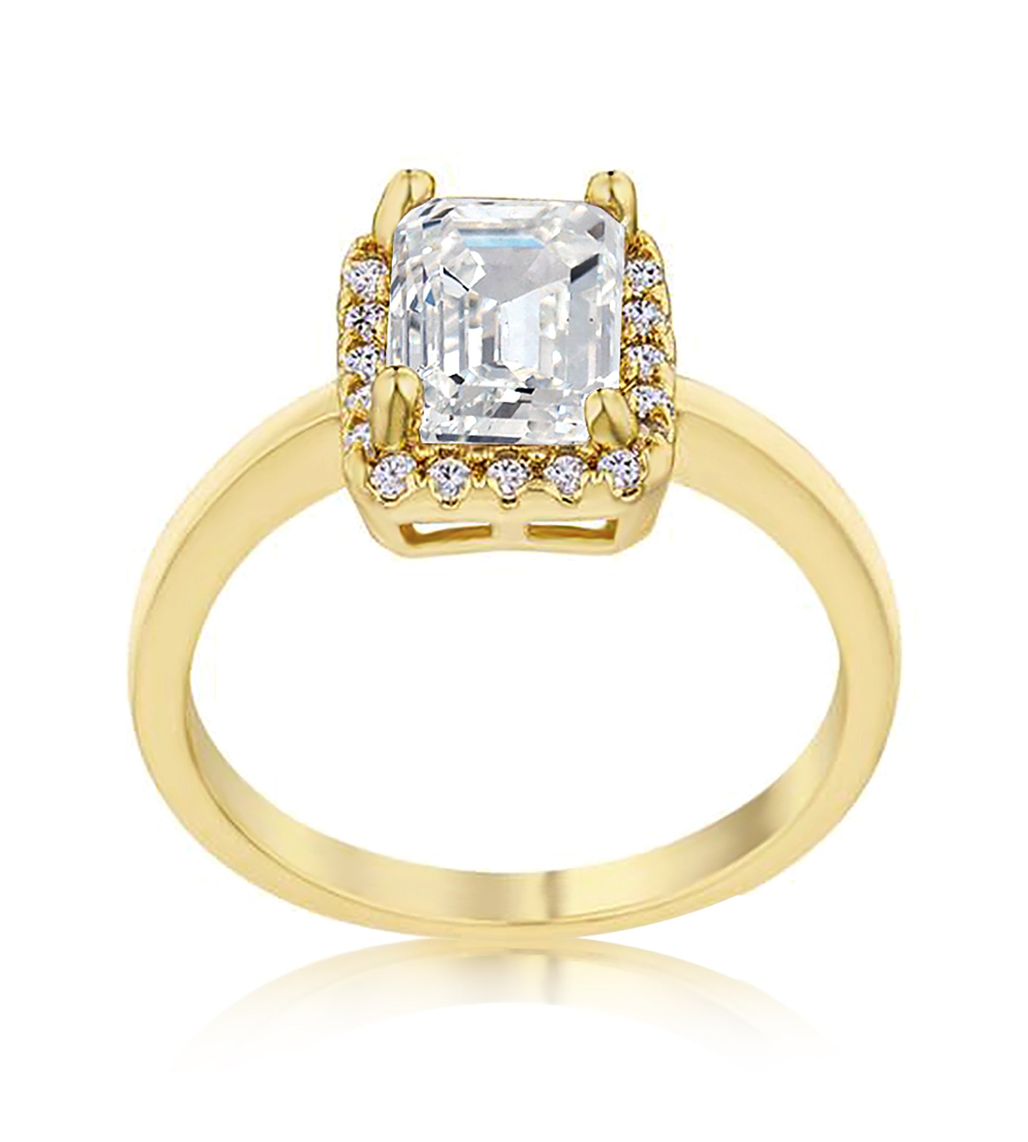 Emerald Cut CZ Engagement Ring