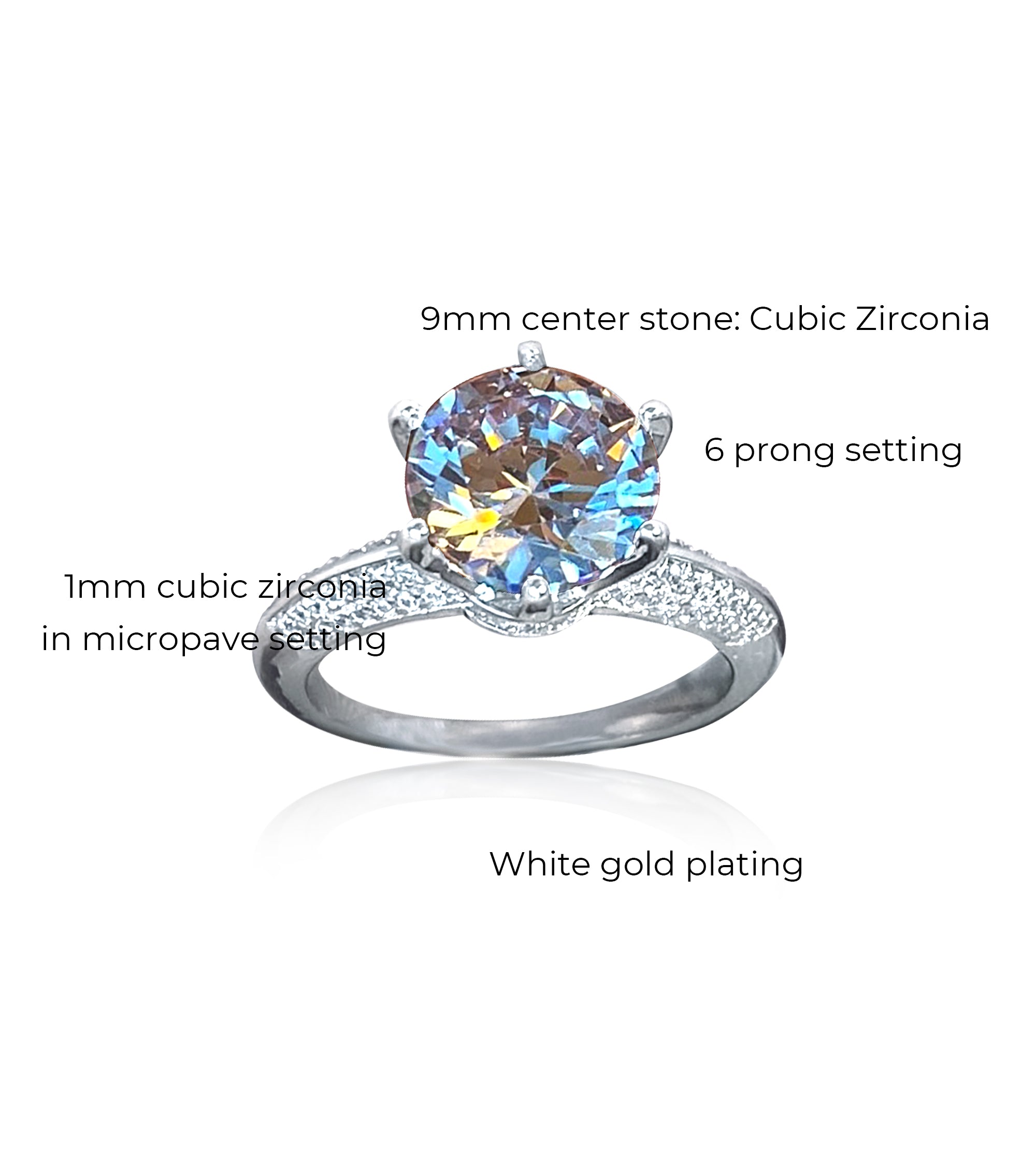 CZ Crown Solitaire Engagement Ring