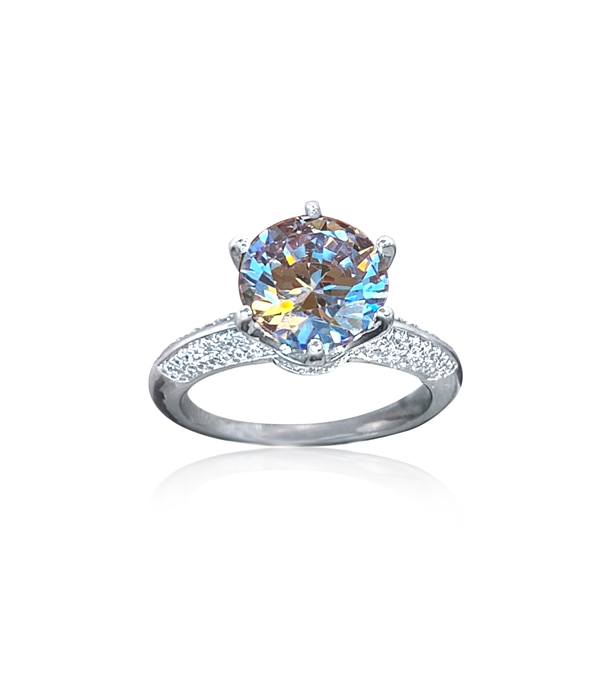 CZ Crown Solitaire Engagement Ring