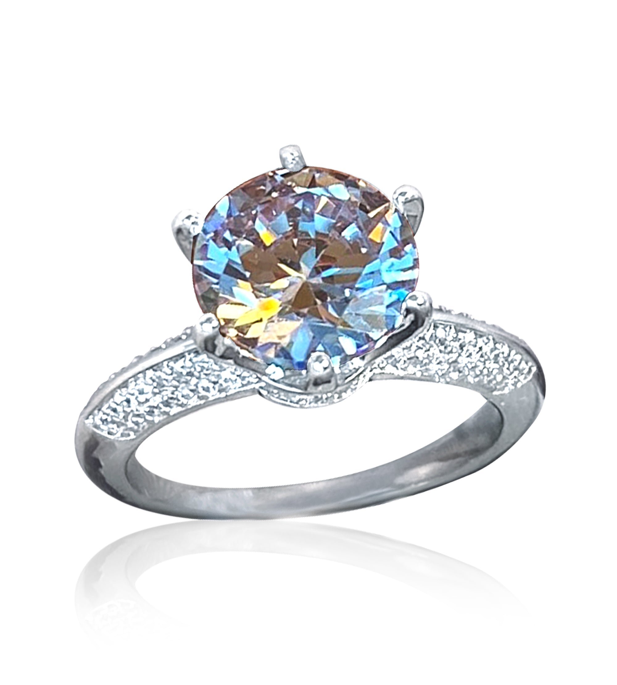 CZ Crown Solitaire Engagement Ring