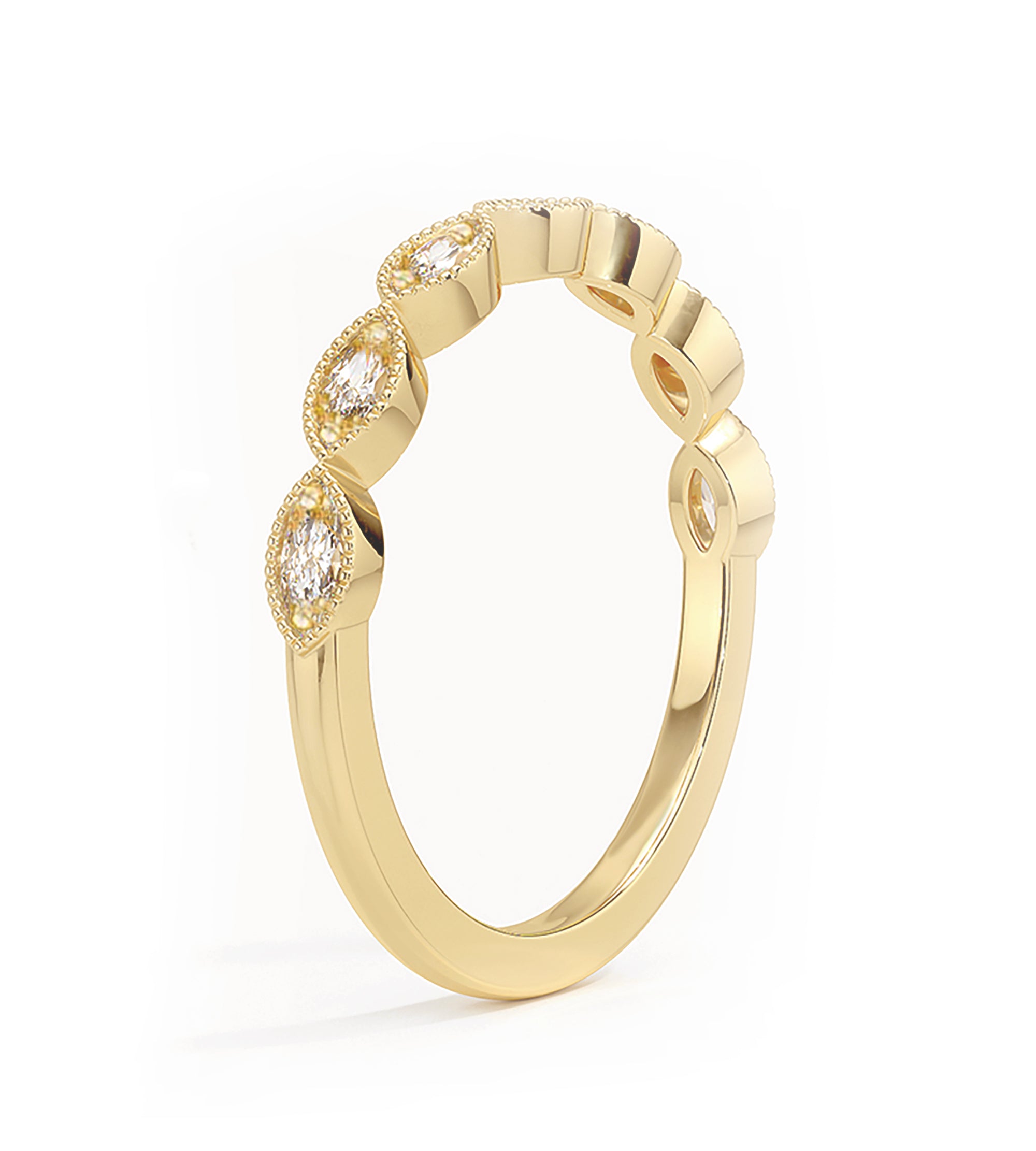 Art Deco CZ Wedding Ring in Gold Plating
