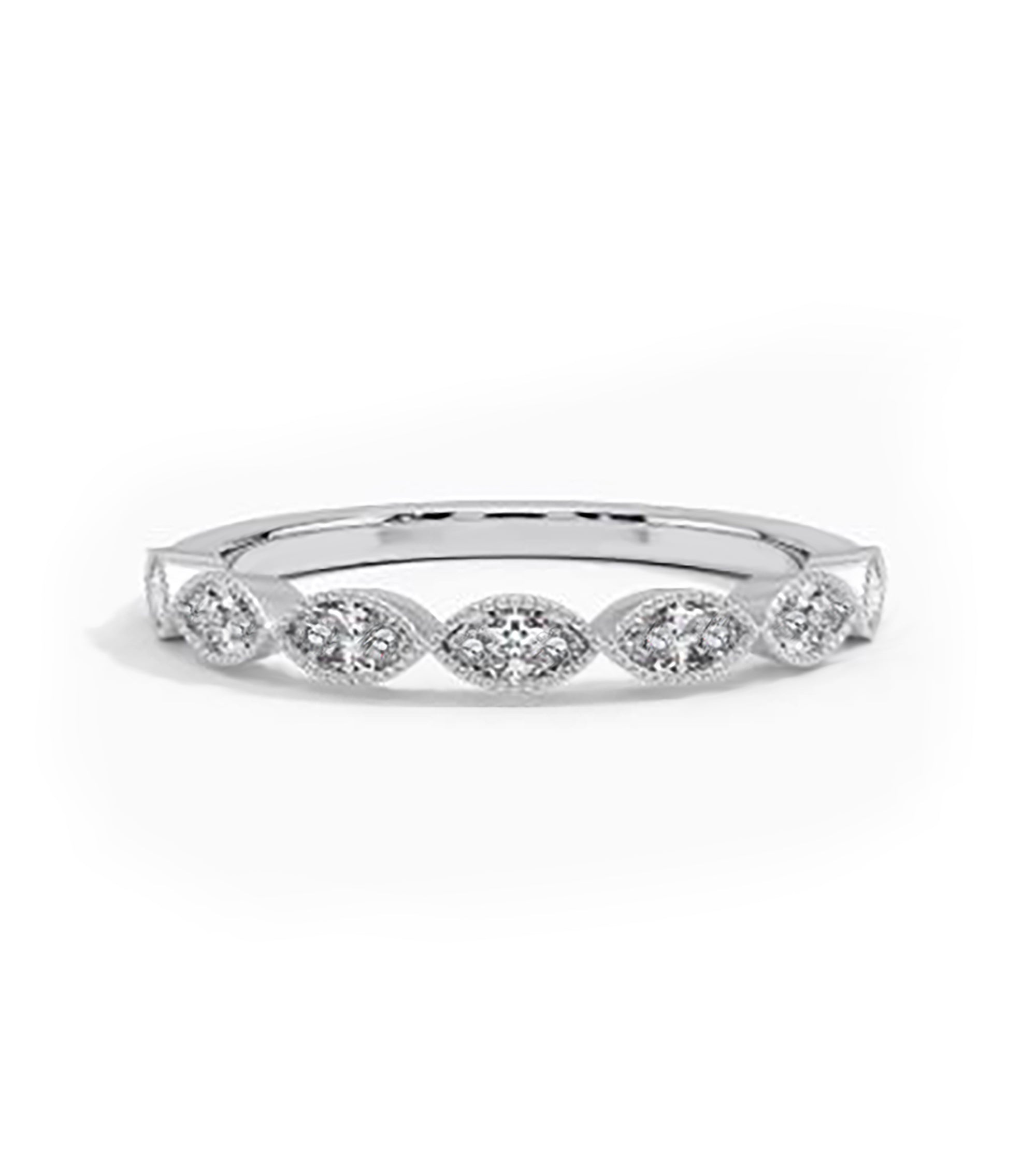 Art Deco CZ Wedding Ring in White Gold Plating