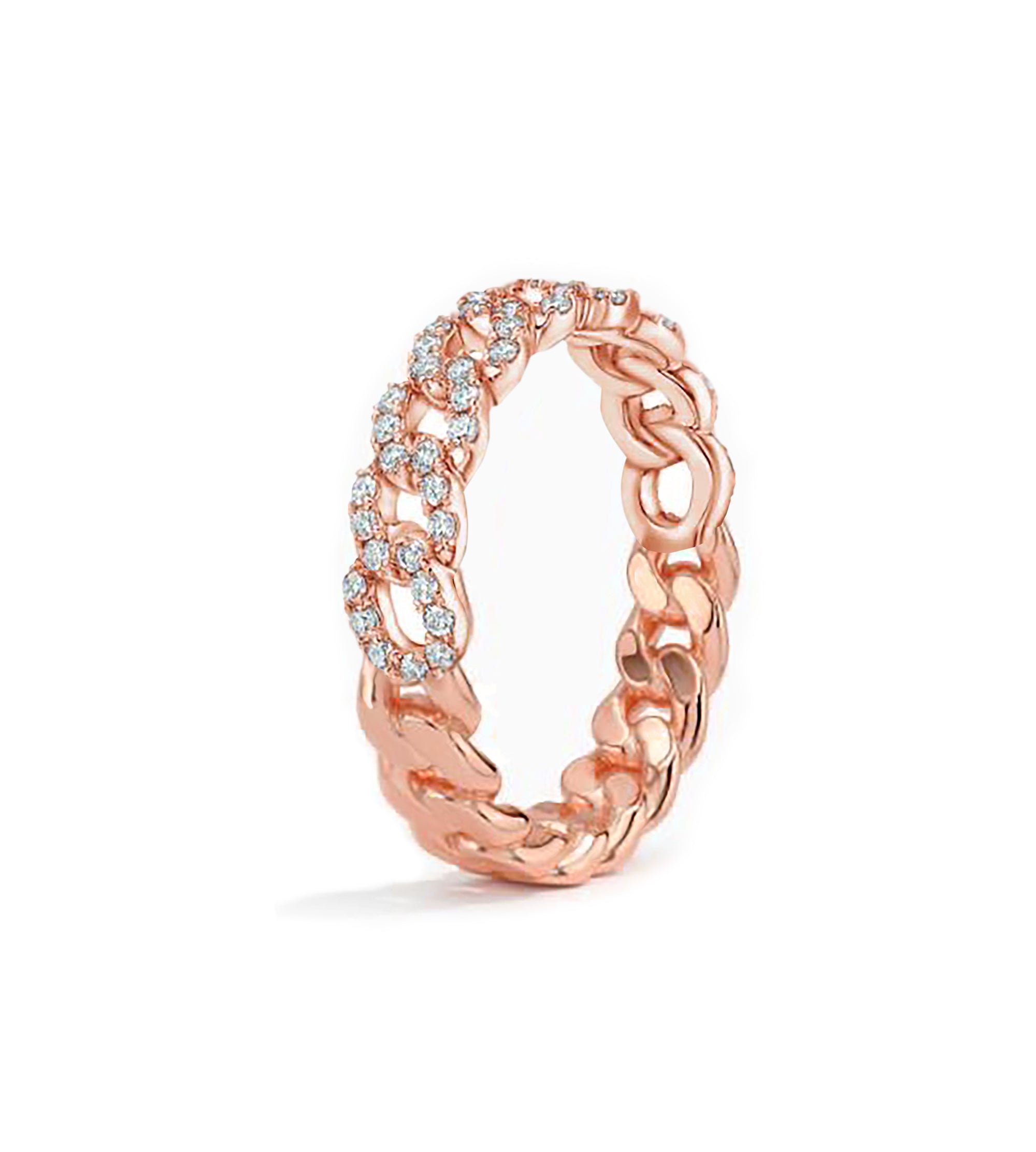CZ Chain Ring in Rose Gold Plating