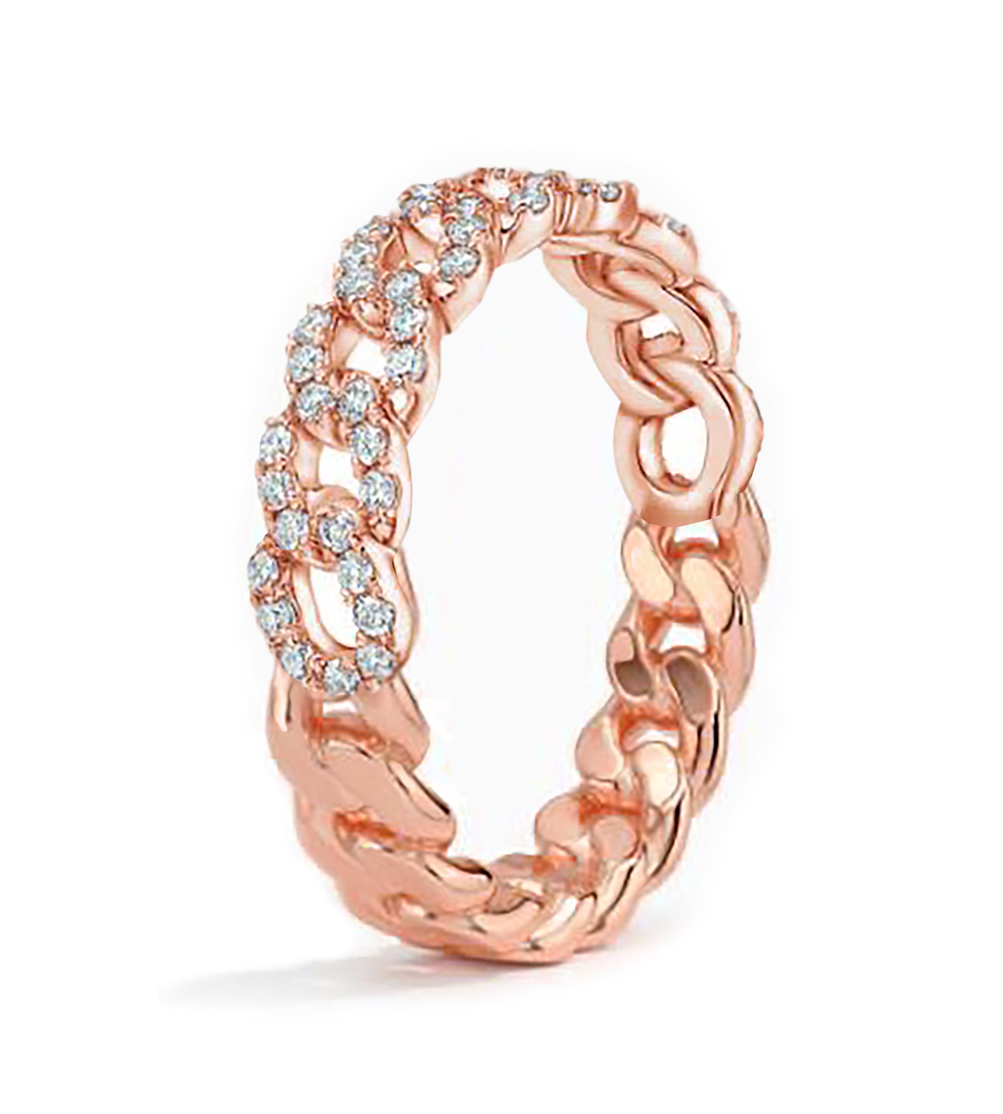 CZ Chain Ring in Rose Gold Plating