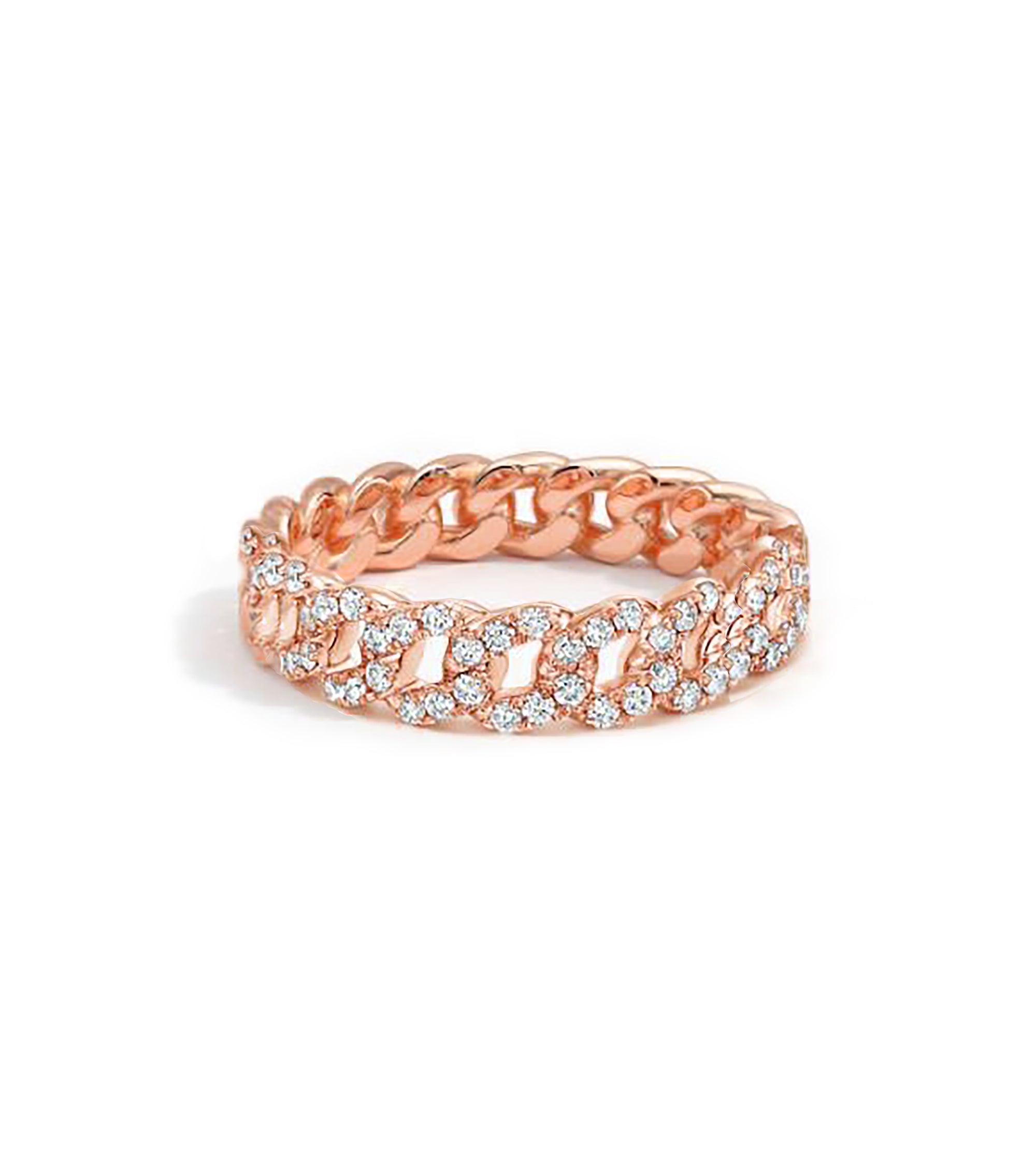 CZ Chain Ring in Rose Gold Plating