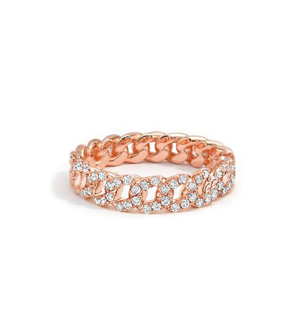 CZ Chain Ring in Rose Gold Plating