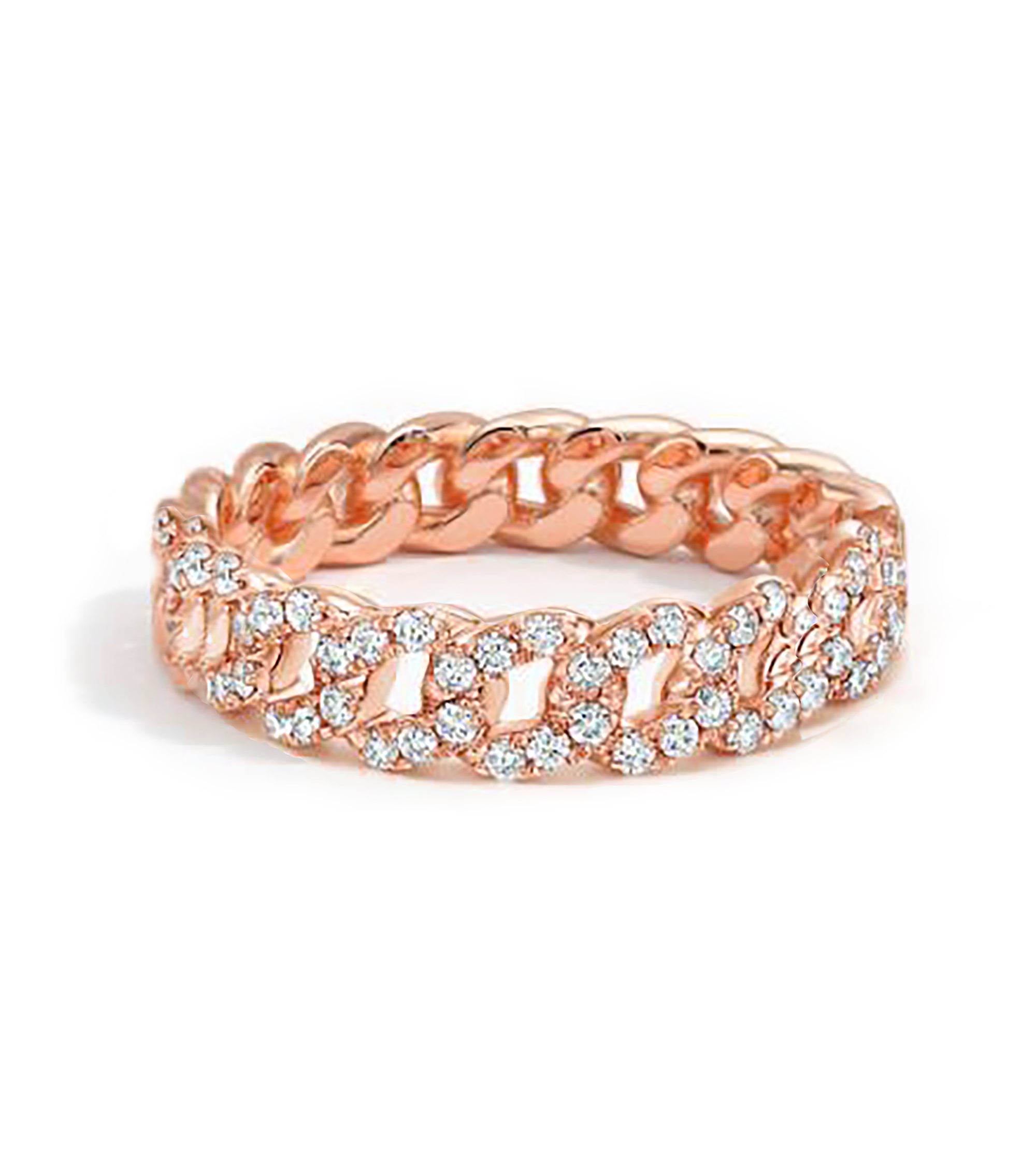 CZ Chain Ring in Rose Gold Plating