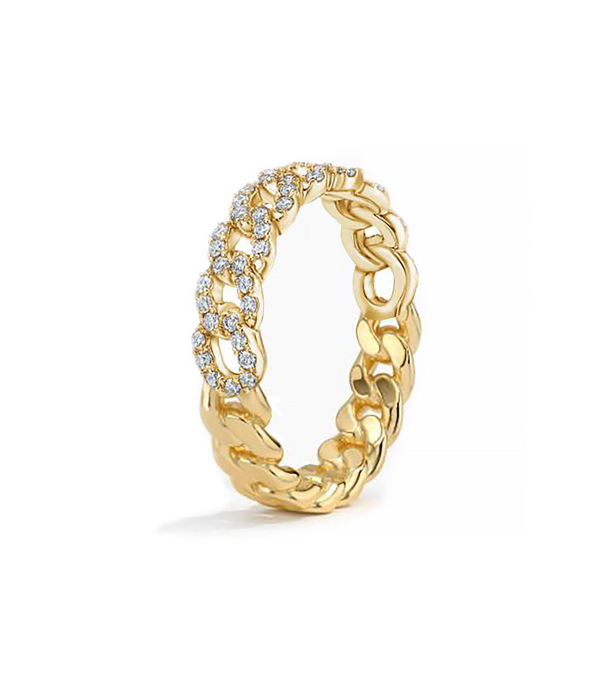 CZ Chain Ring in Yellow Gold Plating