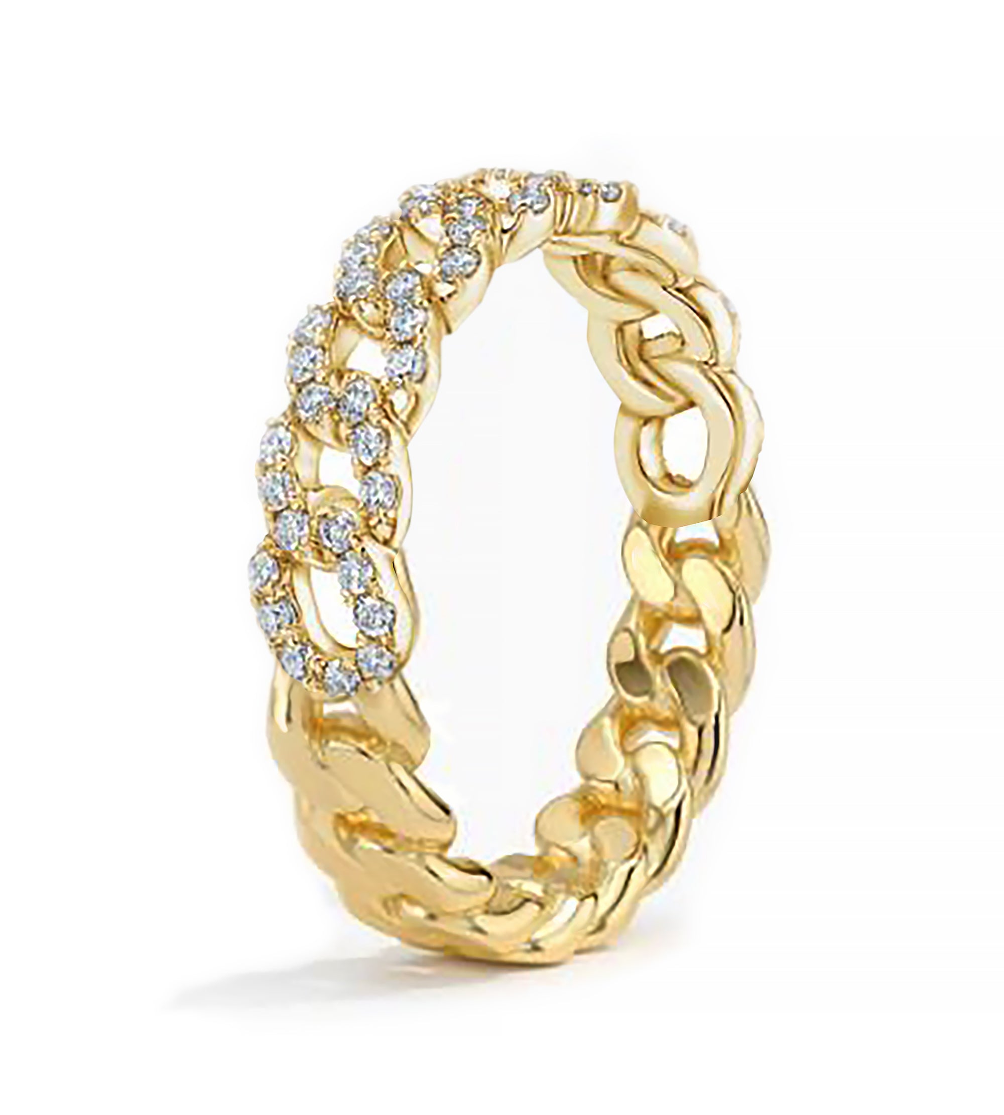 CZ Chain Ring in Yellow Gold Plating