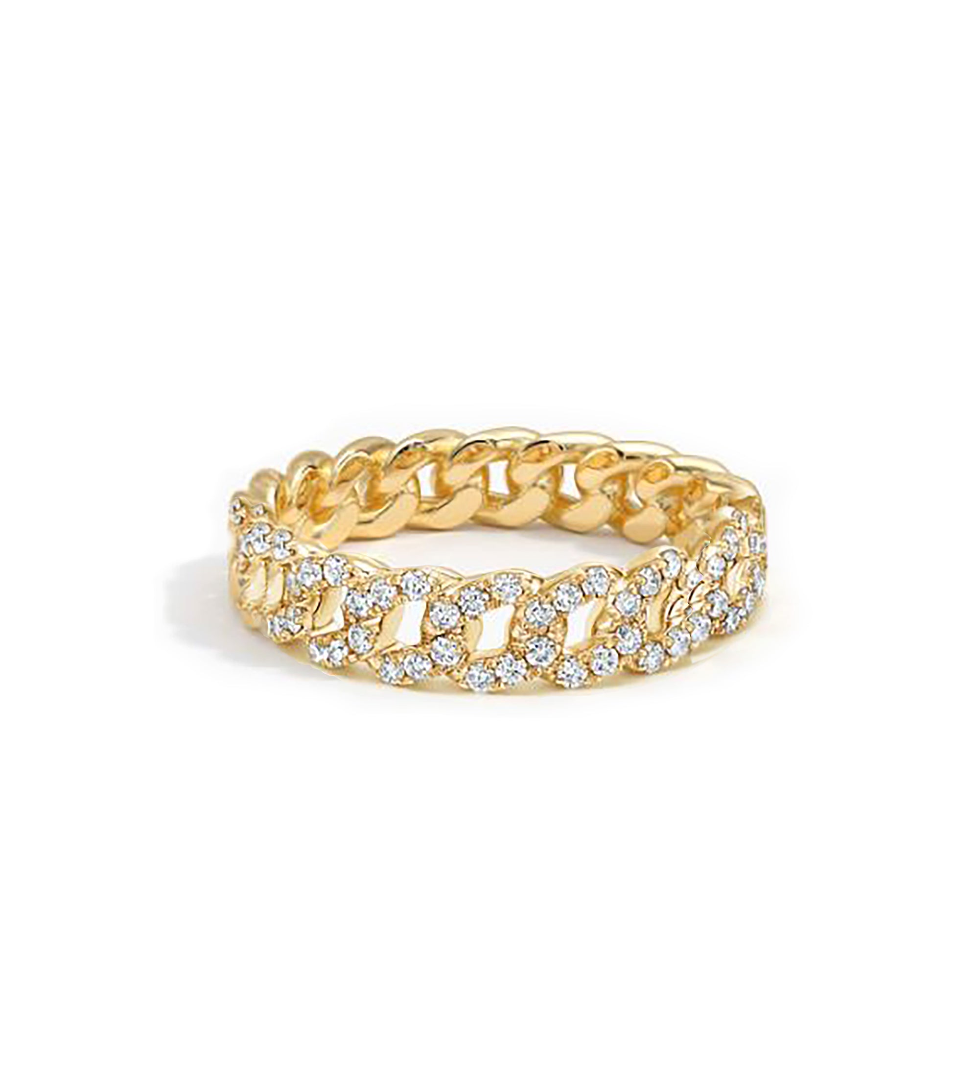 CZ Chain Ring in Yellow Gold Plating