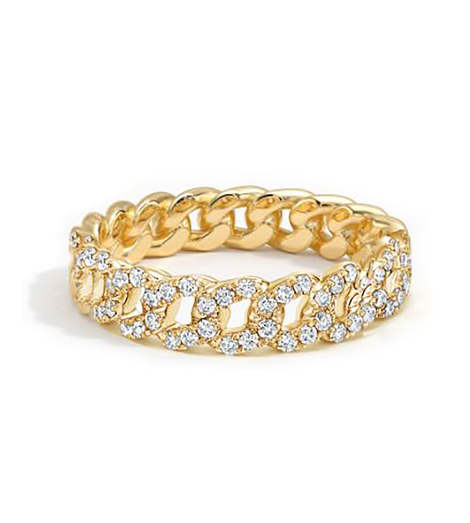 CZ Chain Ring in Yellow Gold Plating