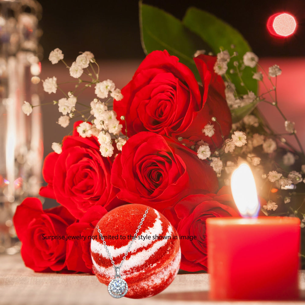 Candy Cane Bath Bomb with Necklace Inside