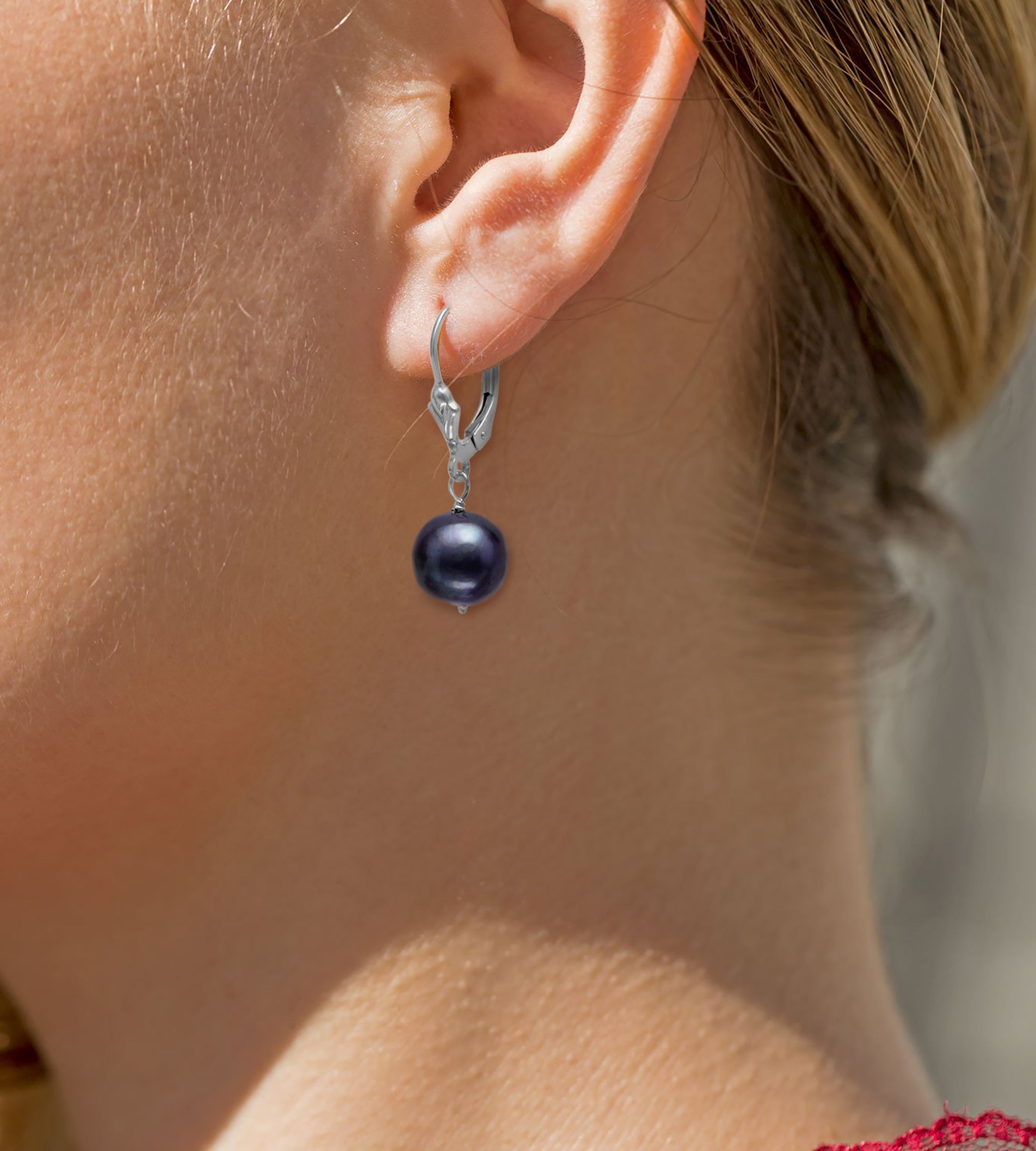 Peacock Cultured Freshwater Pearl Dangle Earrings, 9mm