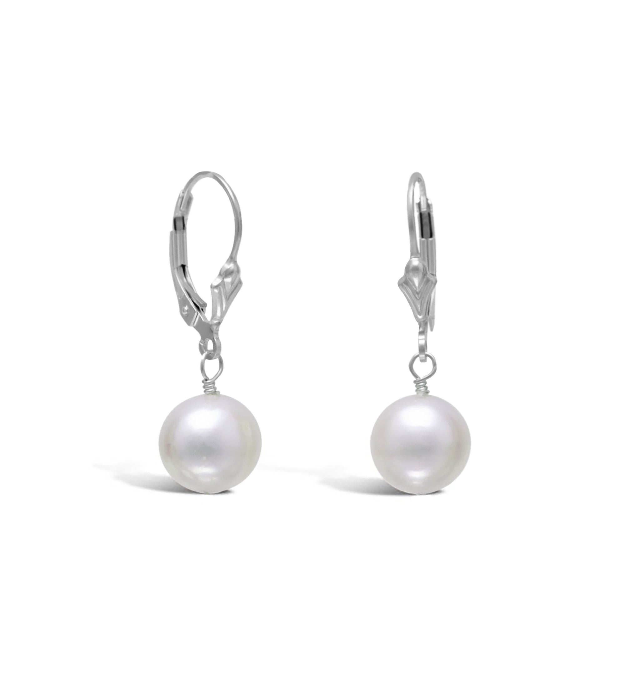 White Cultured Freshwater Pearl Dangle Earrings, 9mm