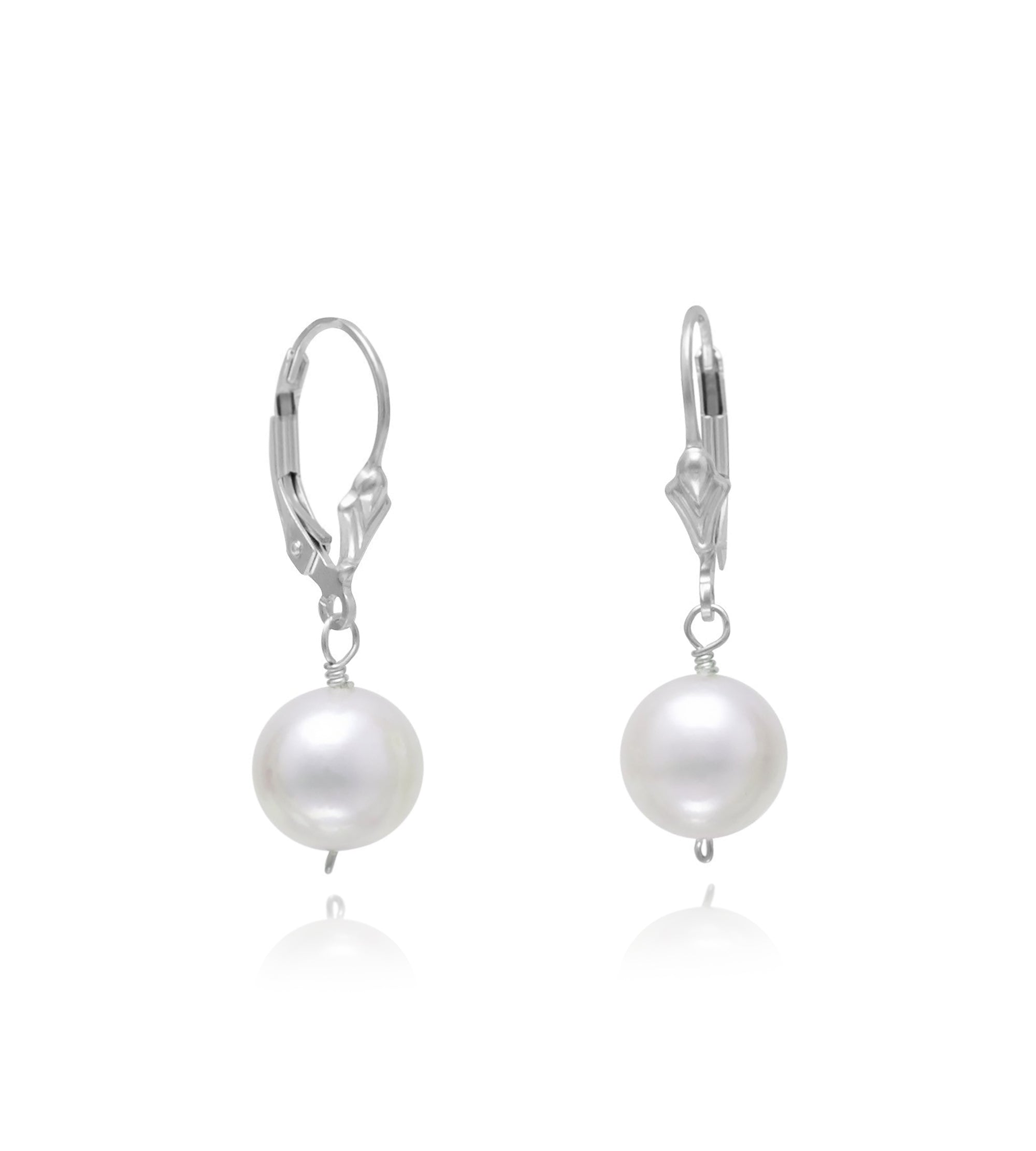 White Cultured Freshwater Pearl Dangle Earrings, 9mm