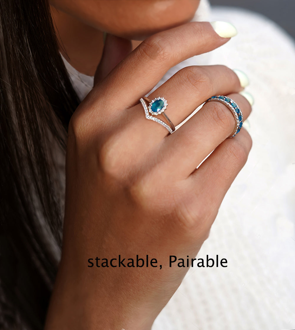 White Gold Plated Chevron CZ Ring