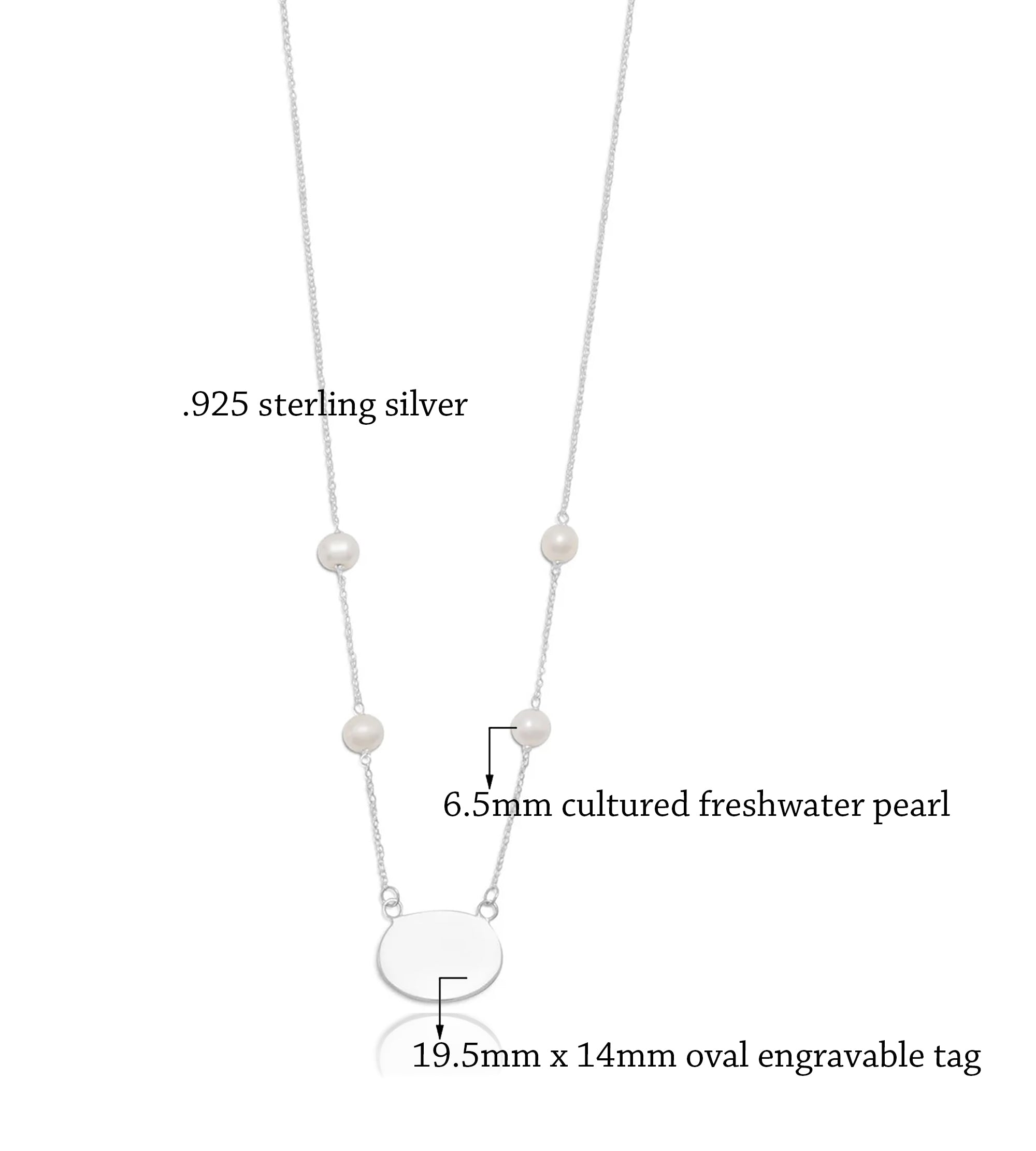 Freshwater Pearl Necklace with Engravable Tag